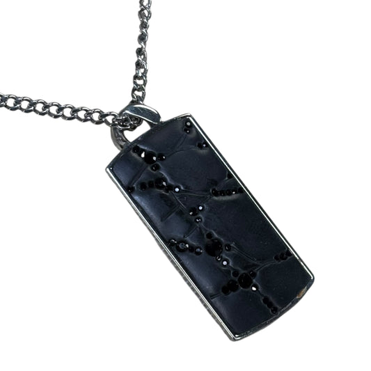Swarovski Crystal Mens Nevada Pendant Black Croc Texture 23”