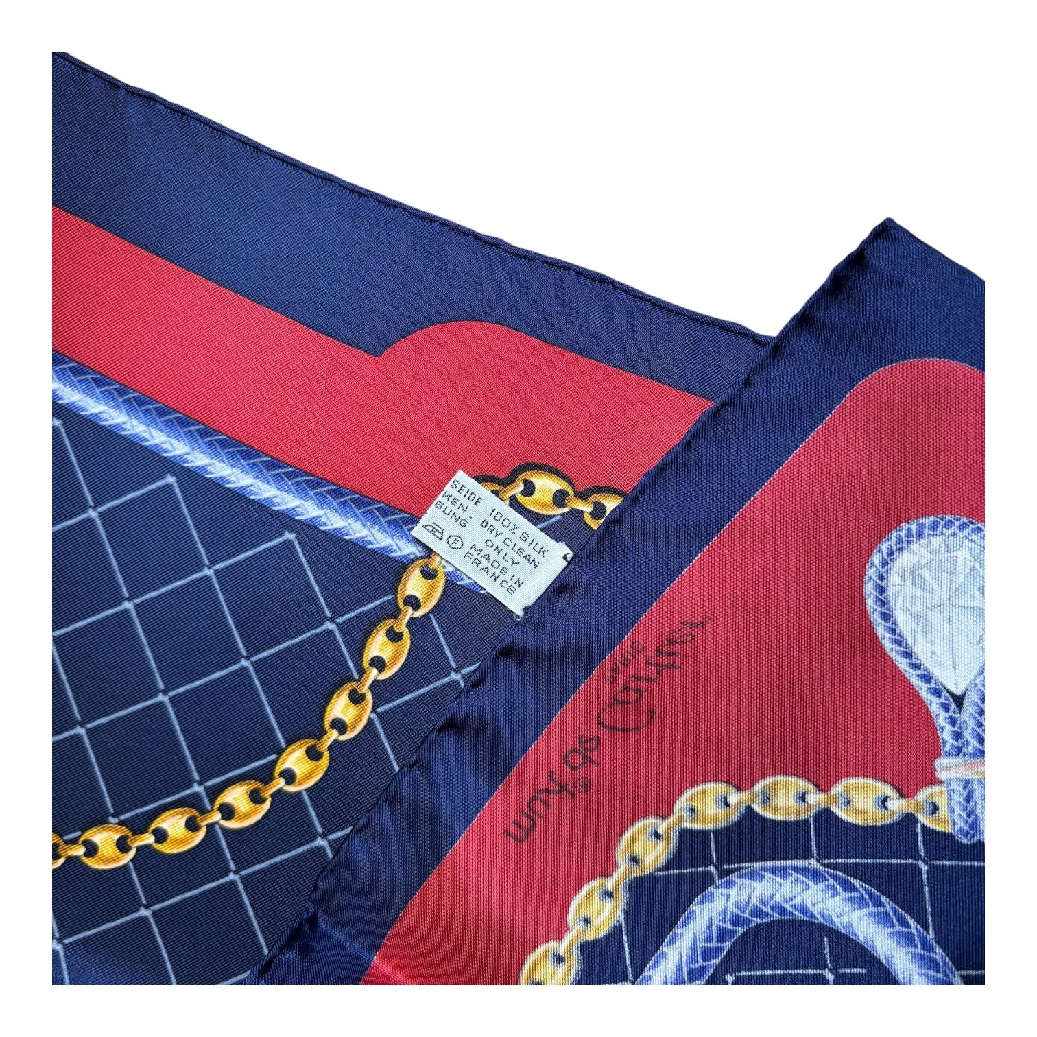 Cartier Must de Cartier Silk Scarf 33” x 33” Chain & Pear Diamond
