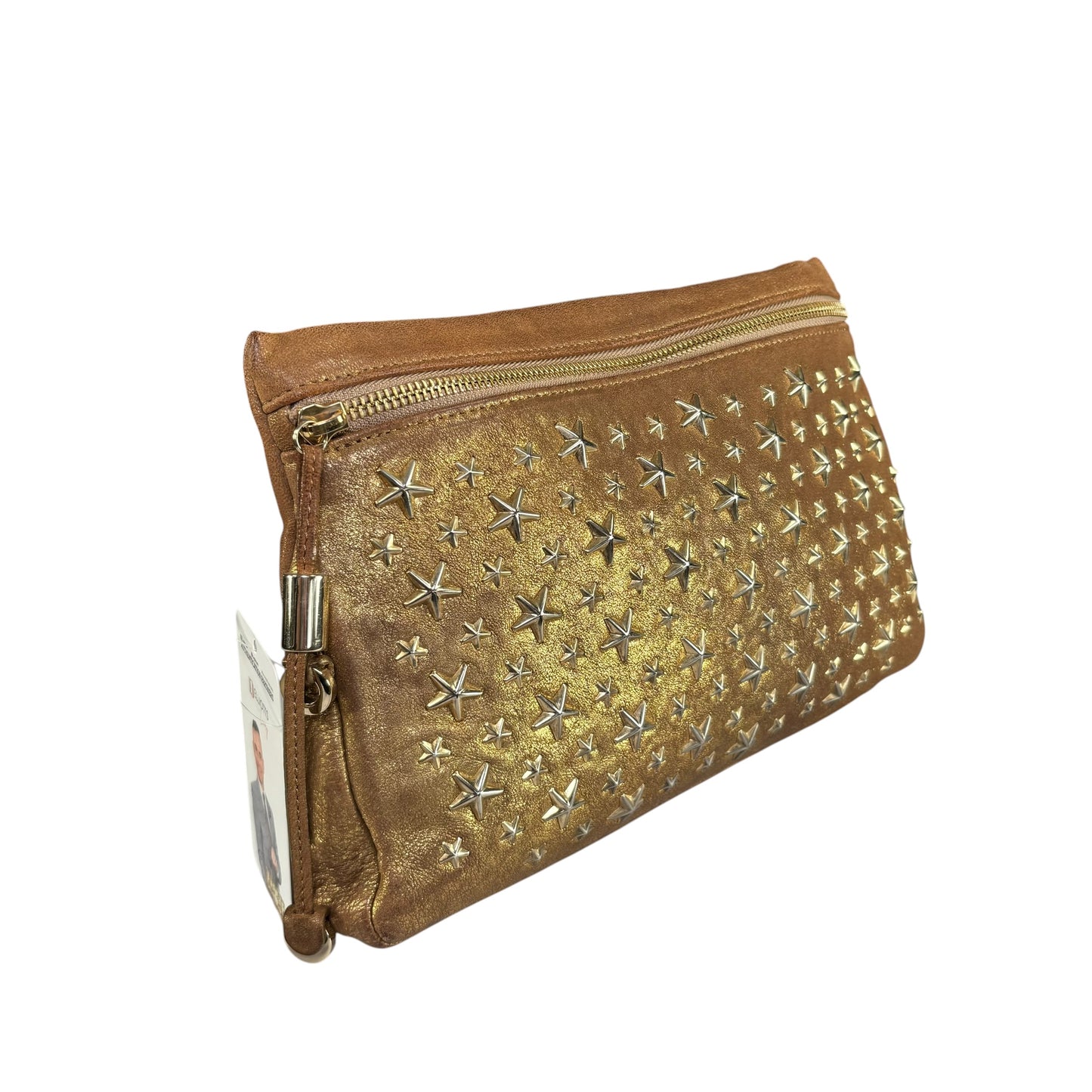 Jimmy Choo Zena Star Studded Golden Metallic Clutch