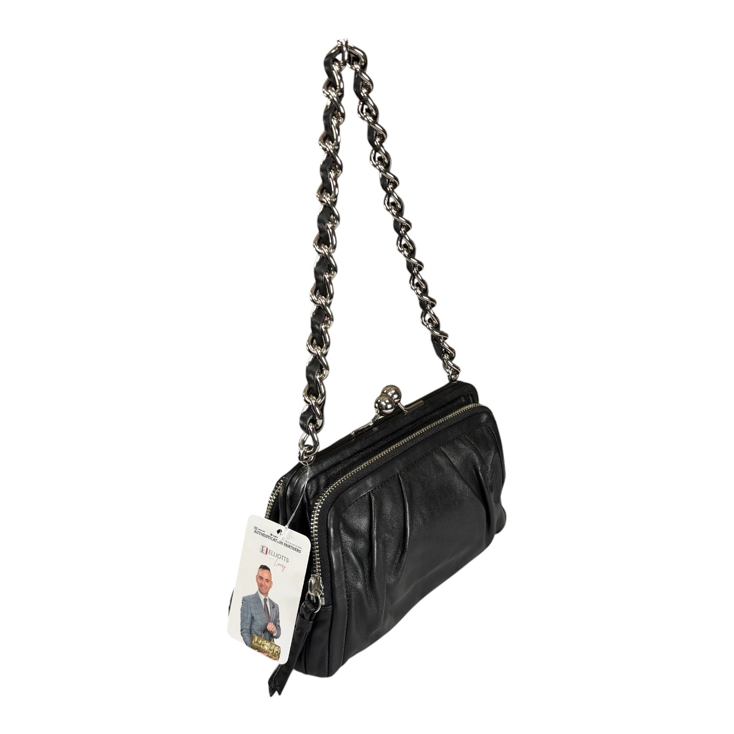 Coach Y2K Parker Black Leather SHW Kiss-Lock Shoulder Purse