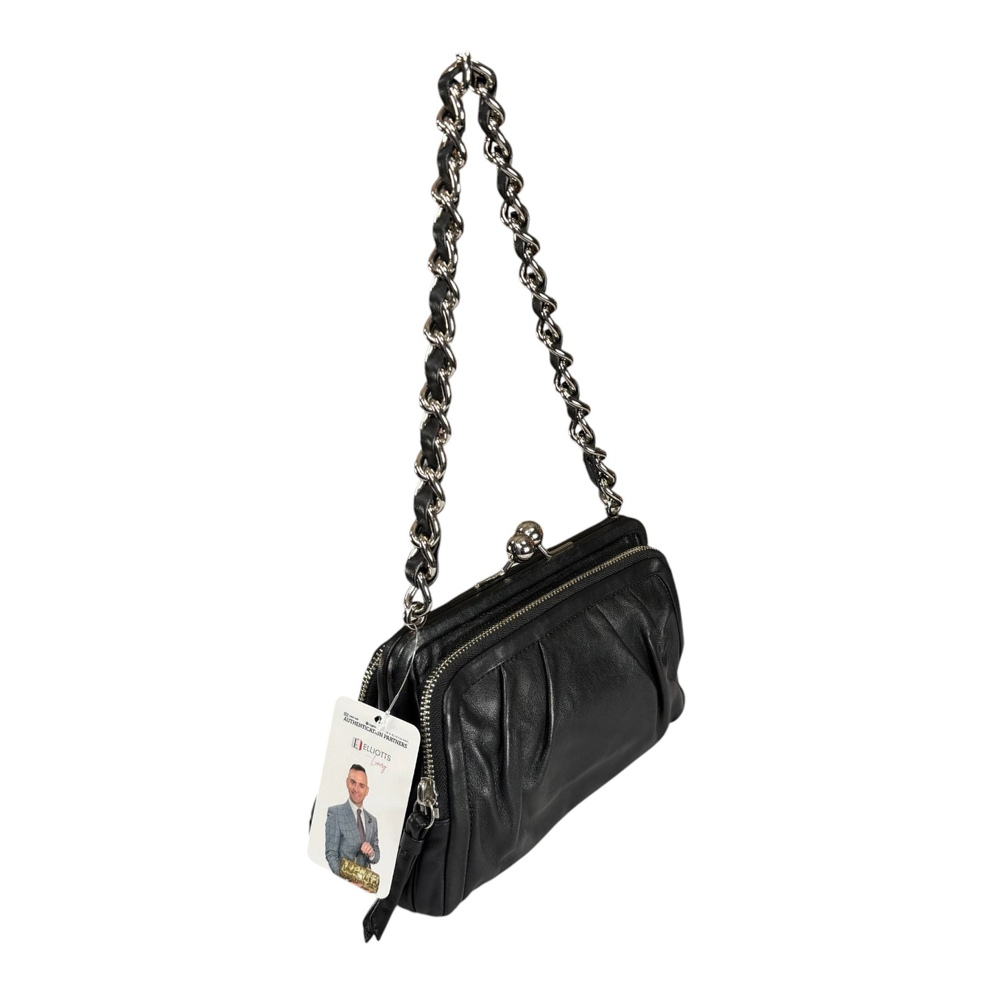 Coach Y2K Parker Black Leather SHW Kiss-Lock Shoulder Purse