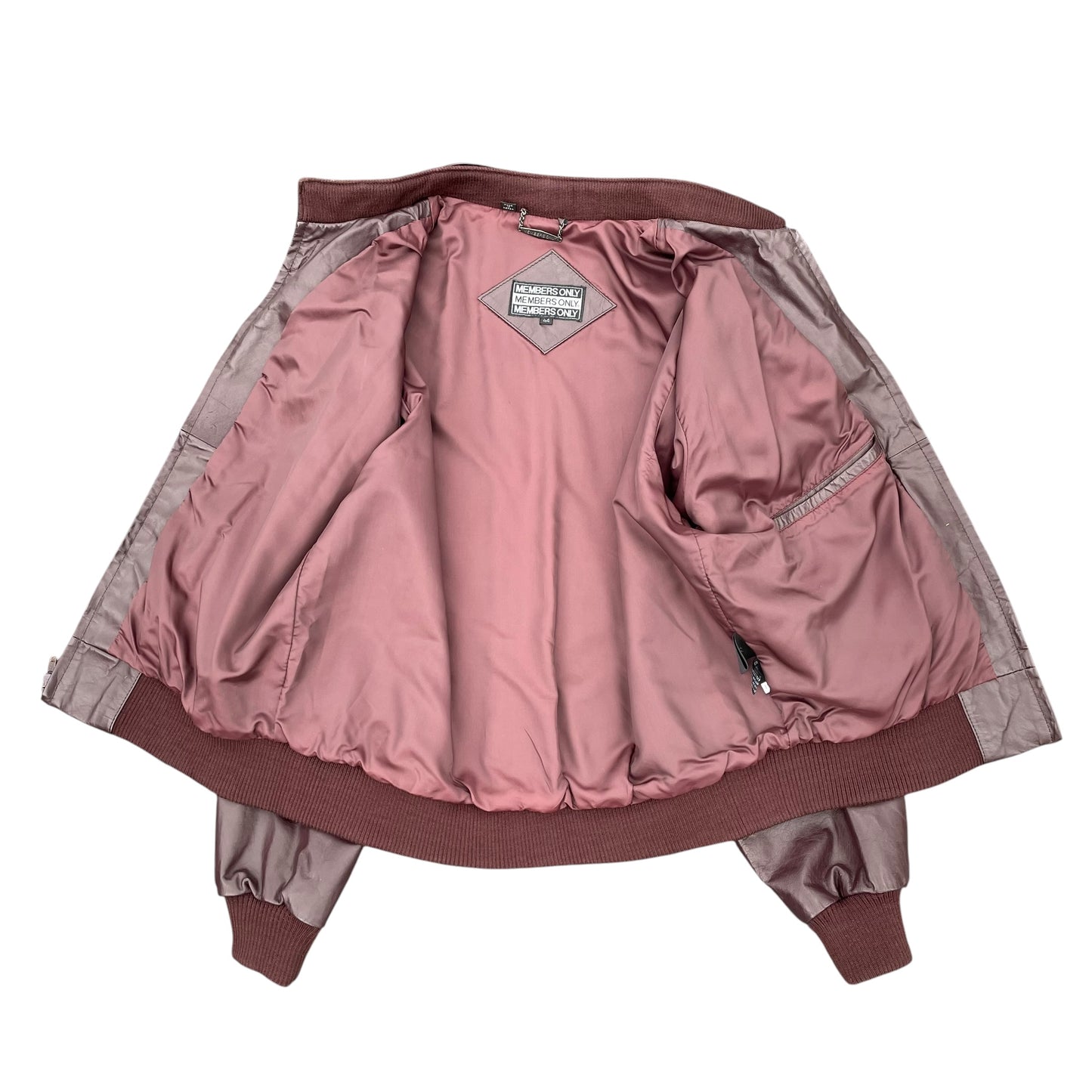 Members Only Y2K Leather Bomber Jacket Oxblood Burgundy 44 XL