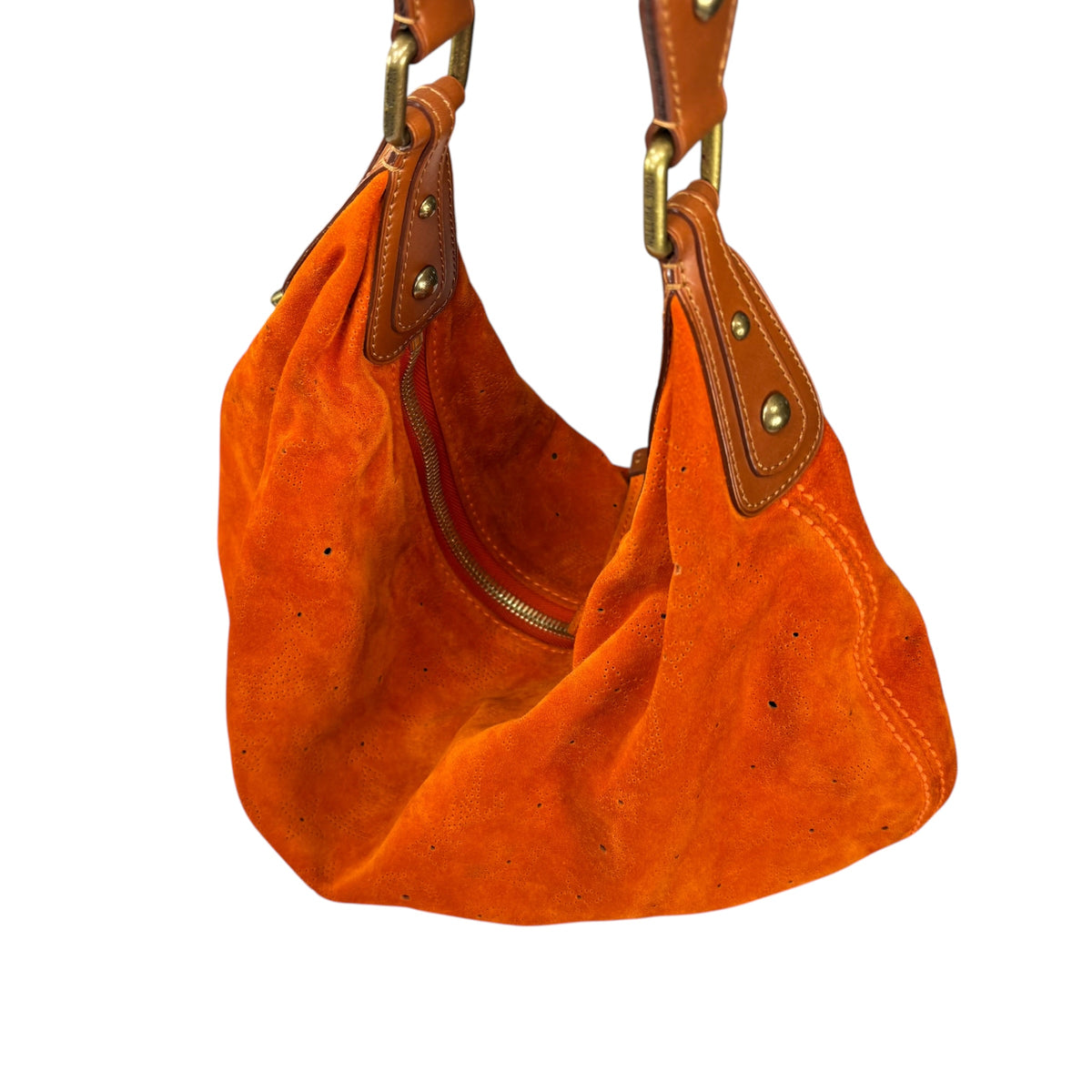 Louis Vuitton Y2K Onata Orange Suede Mahina GM Leather Hobo Purse