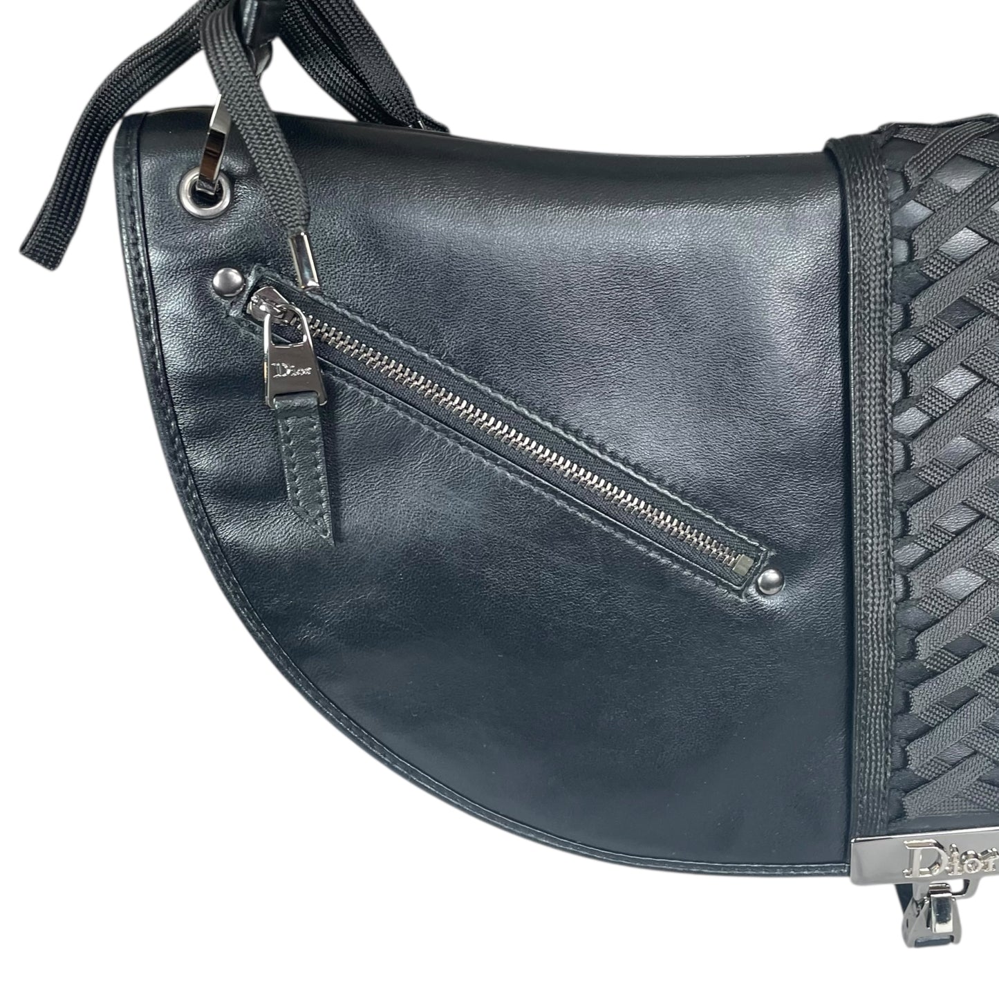 Christian Dior Admit It Corset Black Leather 2-Way SHW Shoulder Crossbody Purse