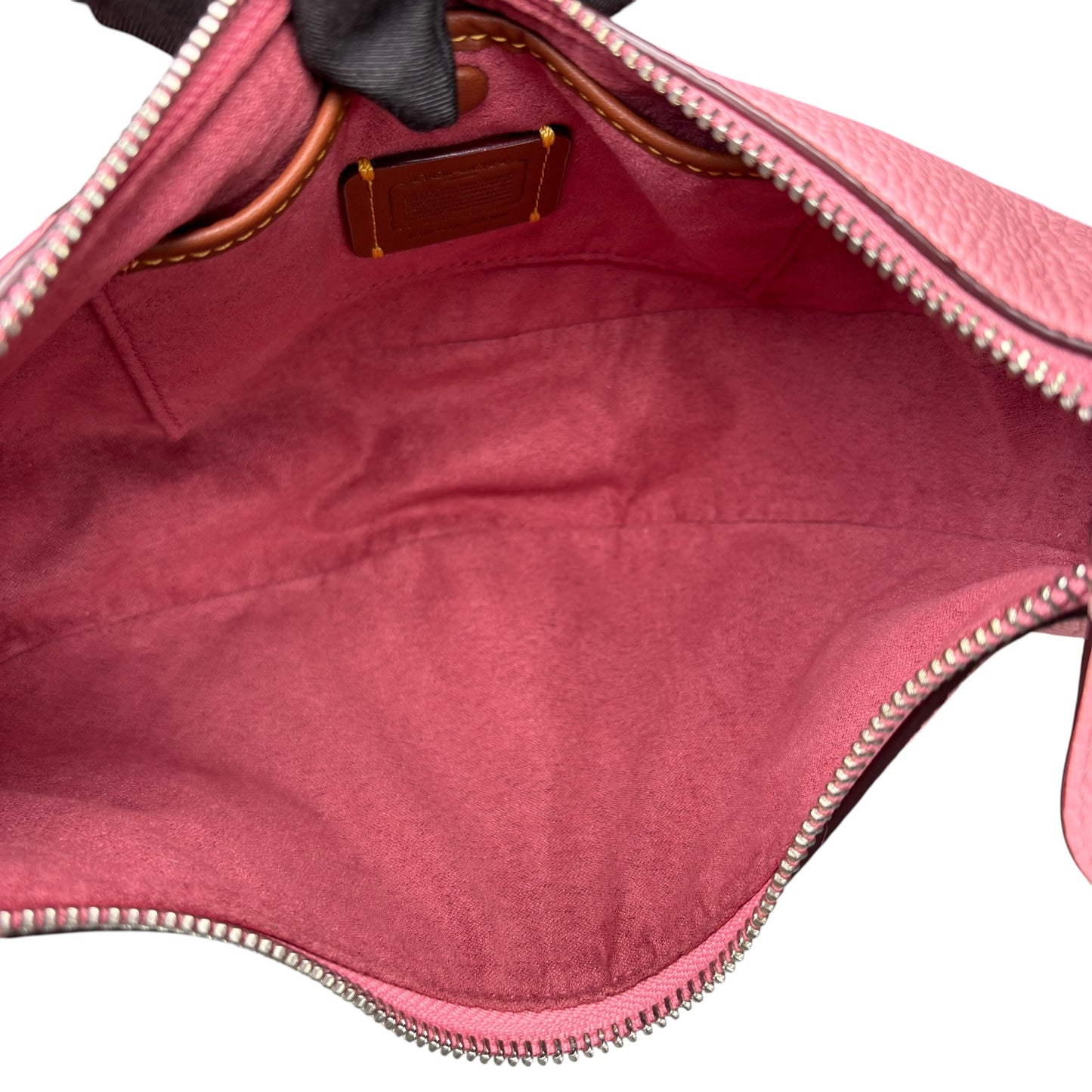 Coach Luna Pink Crescent SHW 2-Way Pebbled Leather Purse