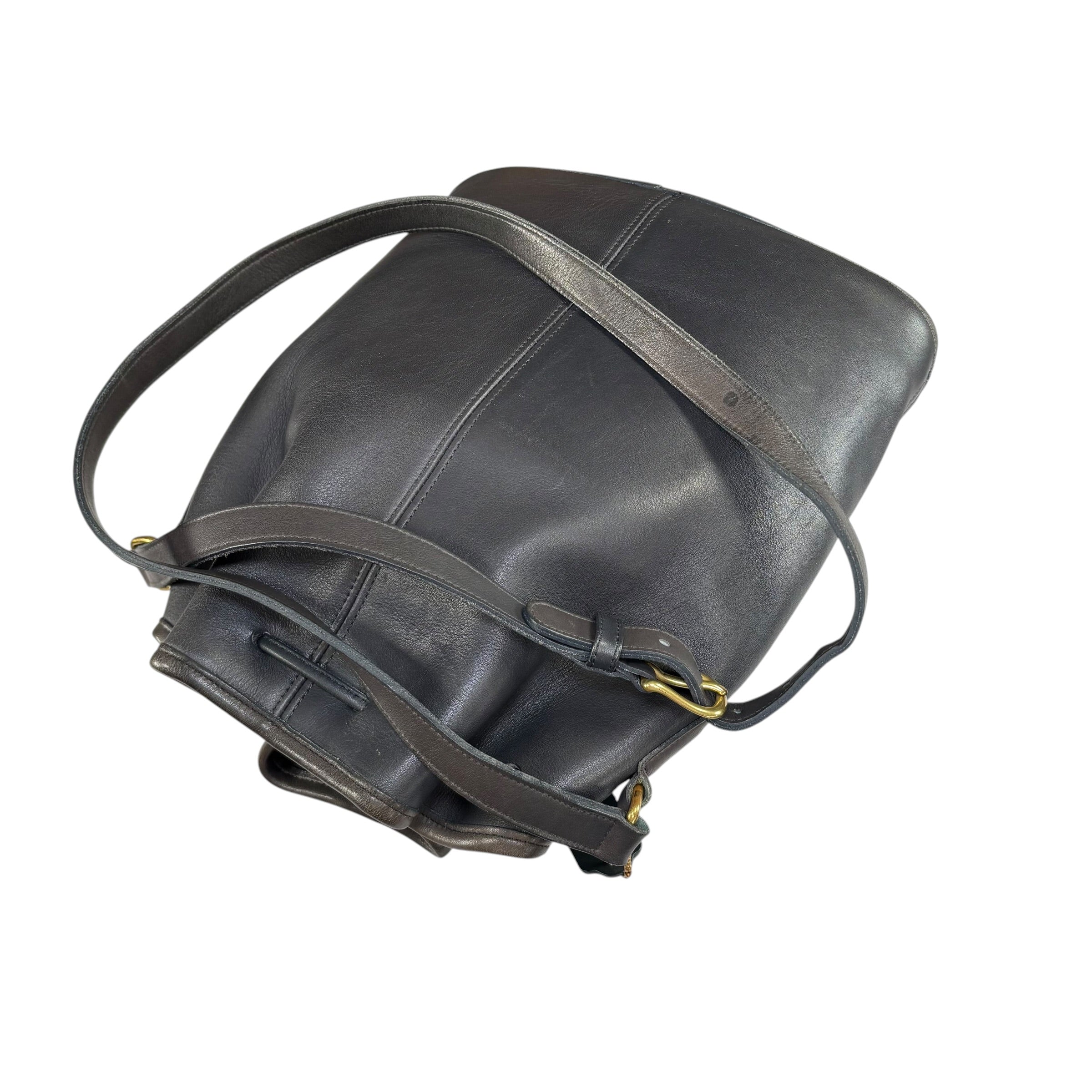 Coach Nicholas Grey Leather Bucket Drawstring Crossbody Bag