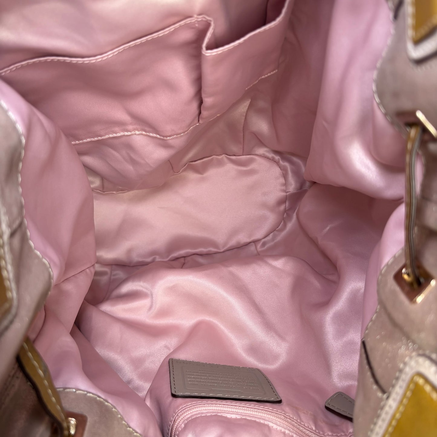 Coach XL Y2K Peyton GHW Drawstring Bucket Glitter Sueded Leather