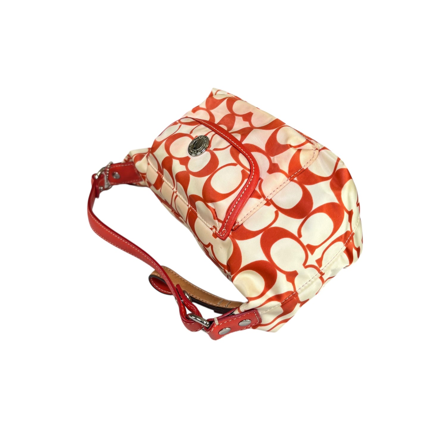 Coach Mini Hampton Red Nylon Cosmetic Make-Up Shoulder Purse