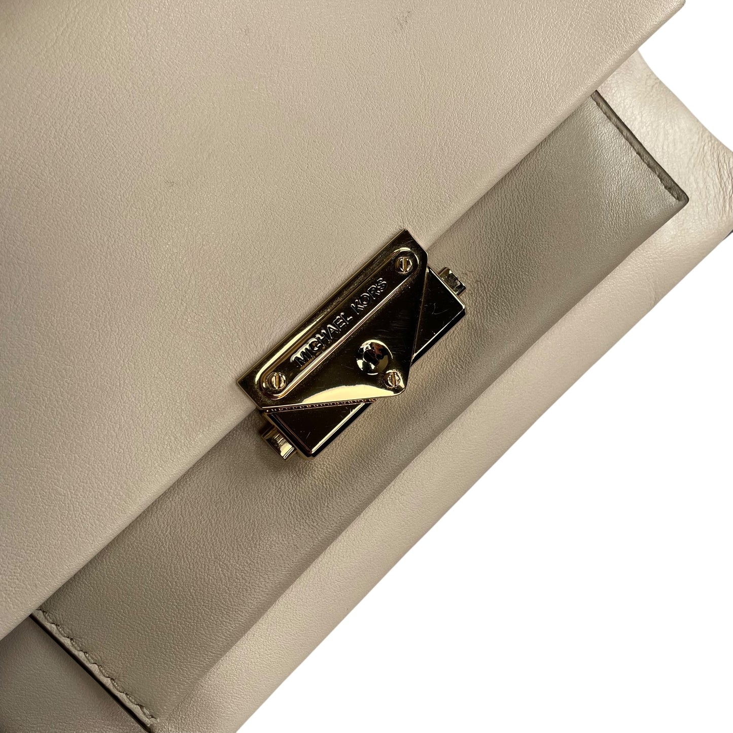 Michael Kors Cece Flap Chain Bag Cream Leather GHW 2-Way Top Handle