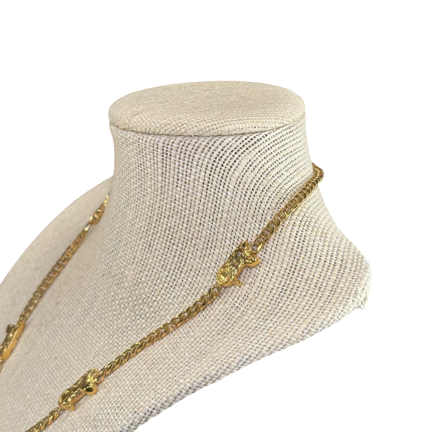 Celine 24K Plated Horse Carriage Necklace 16”