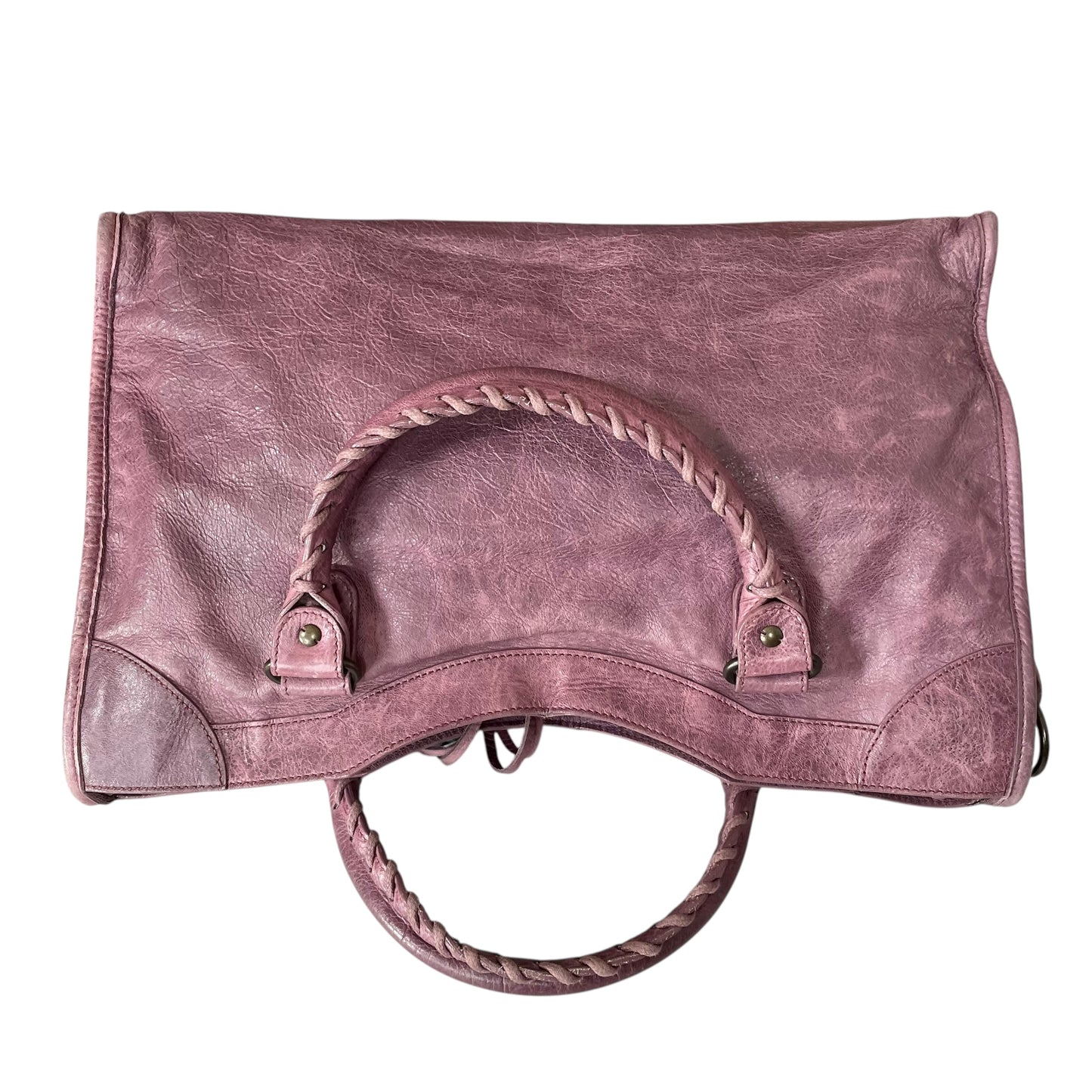 Balenciaga Motorcycle City Bag Glycine Purple Studded Brushed Bronze 2 Way Tote