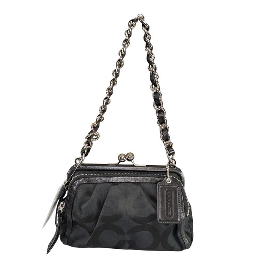 Coach Y2K Opti C Canvas Leather Kiss-Lock Black SHW Chain Shoulder Purse