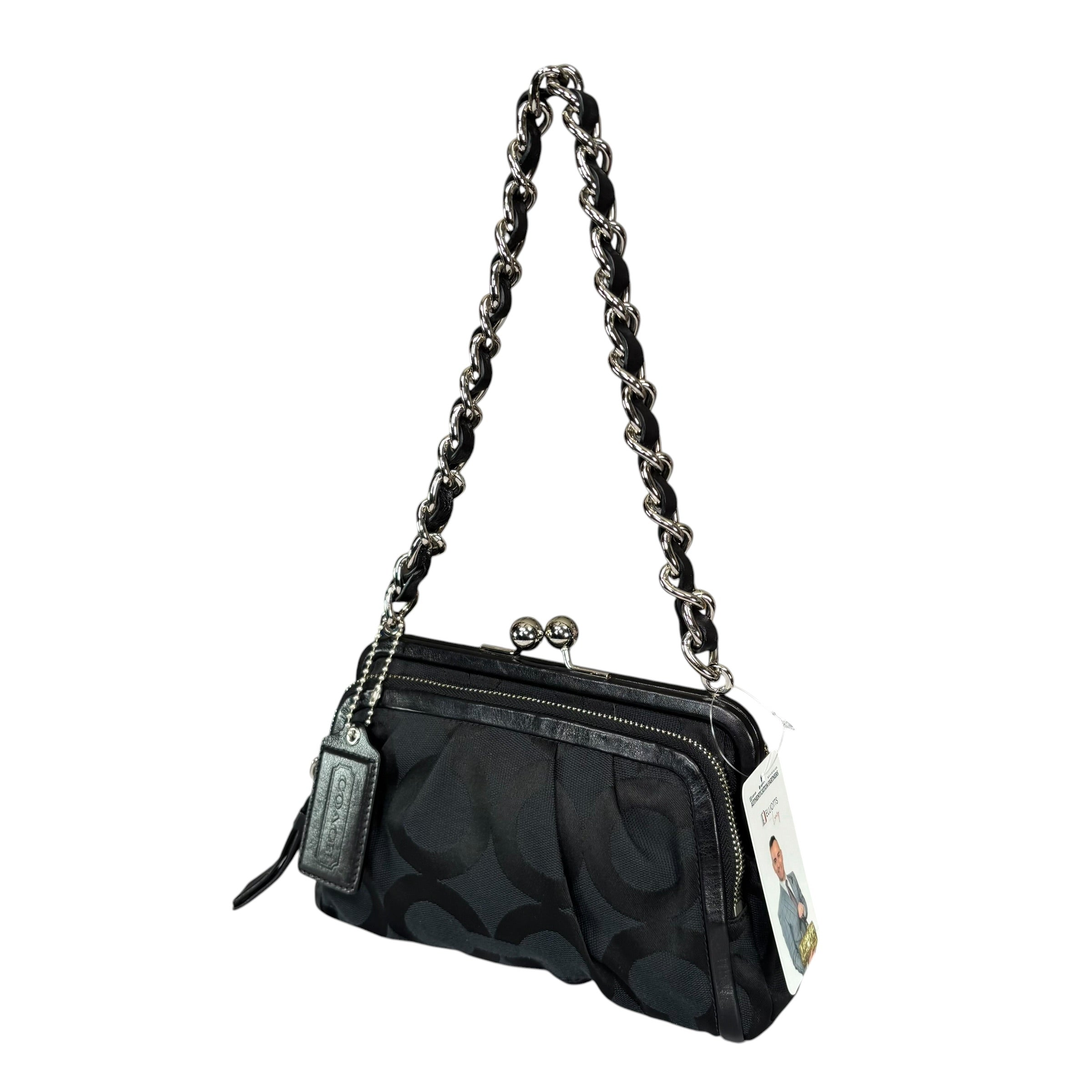 Coach Y2K Parker Opti C Canvas Leather Kiss-Lock Black Shoulder