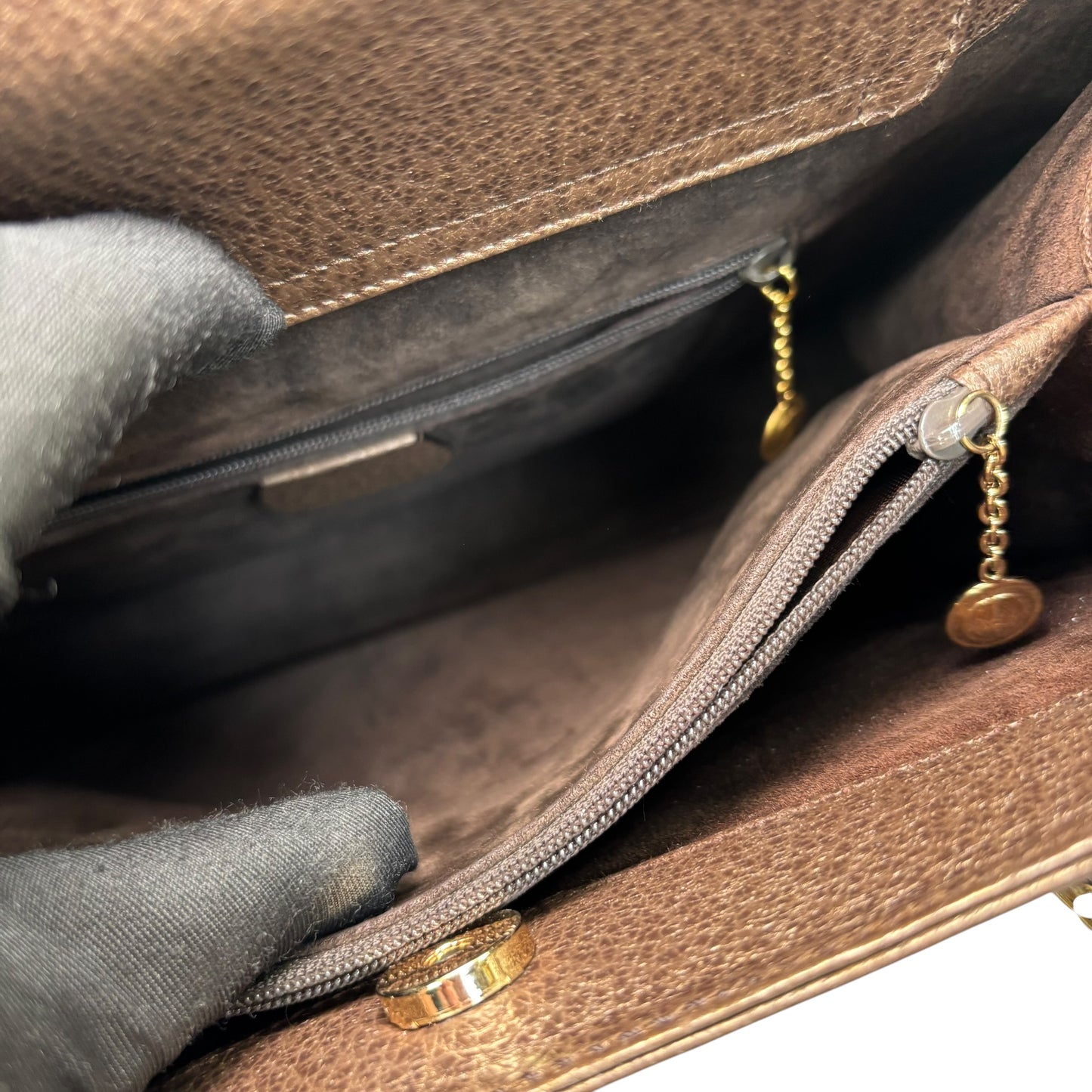 Gucci Diana Bronze Metallic Suede Bamboo Tote