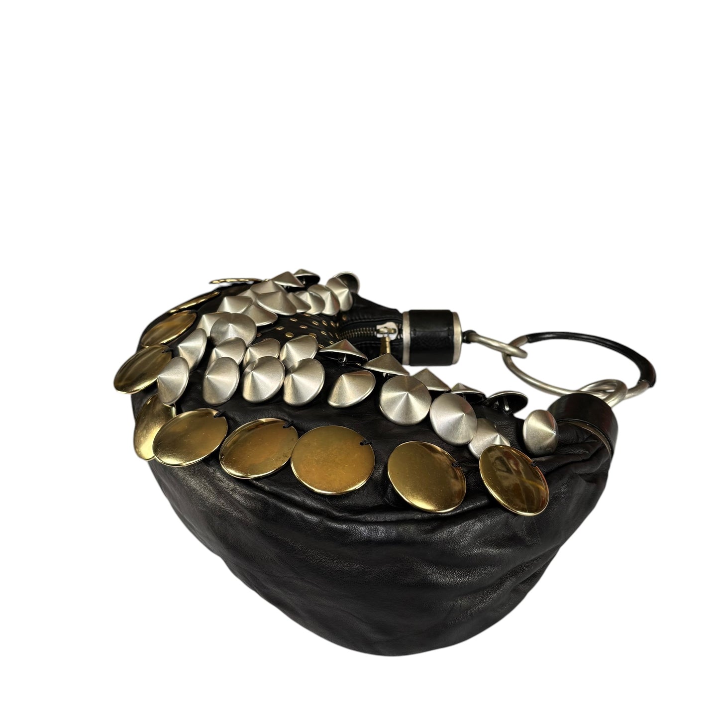 Chloe Y2K Aubrey Black Leather Med Hobo Stud Embellished Hobo