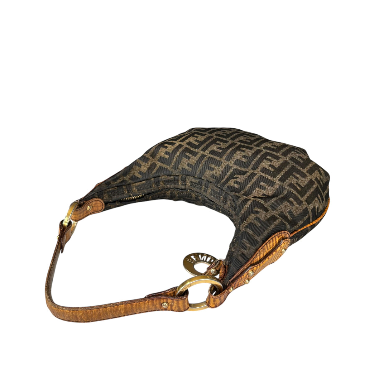 Fendi Y2K Zucca Embossed Lizard Chef Shoulder Purse
