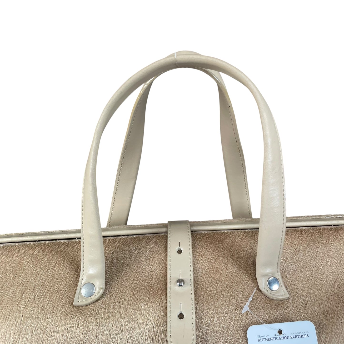 Furla Pony Hair Doctor Bag Tan Calf Hair Leather Satchel 17” Large Italy