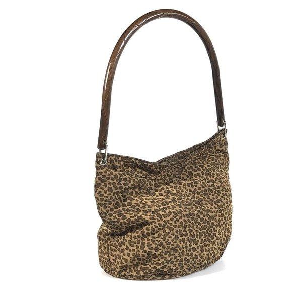 Bottega Veneta Cheetah Print Hobo Nylon Unstructured Shoulder Looping Bucket Bag