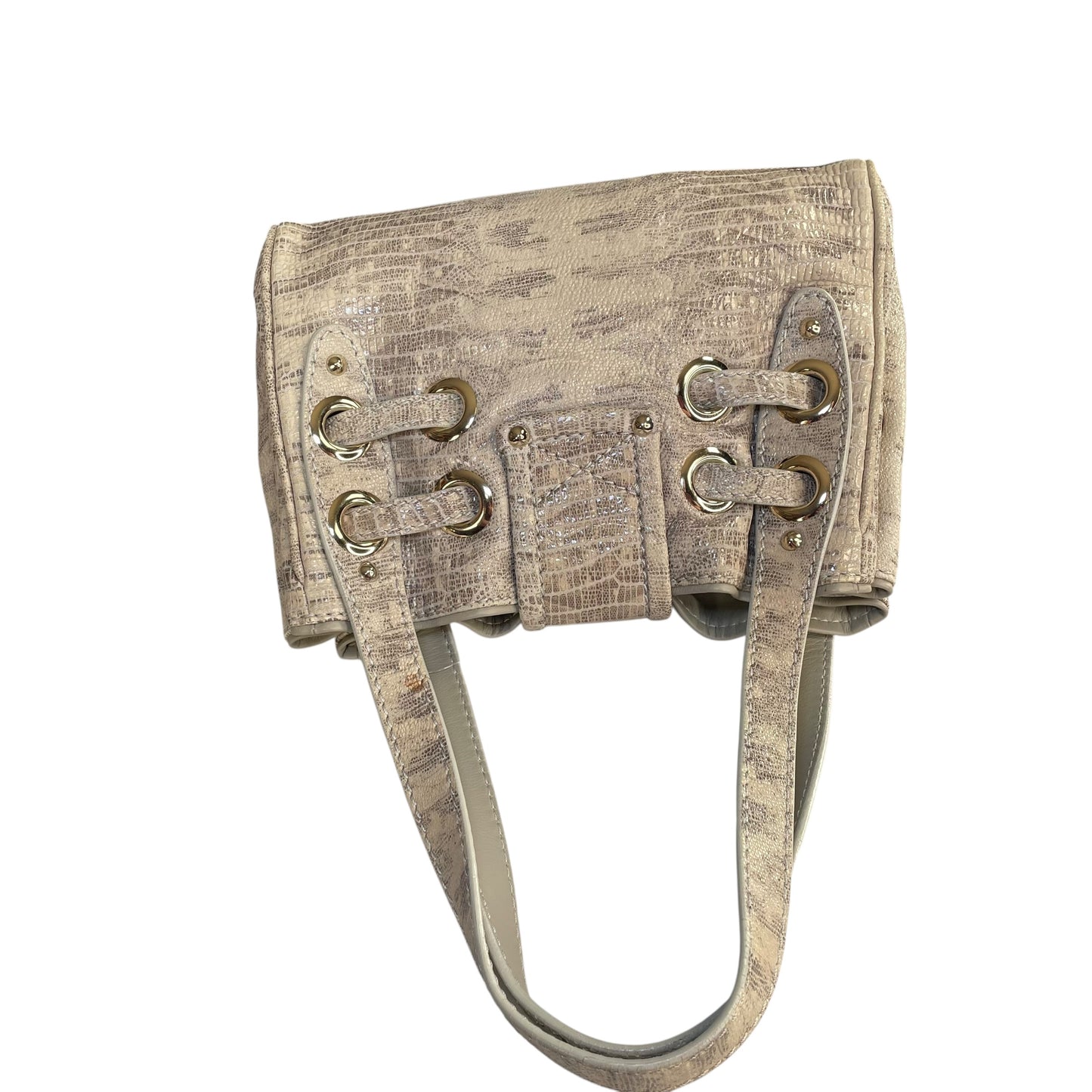 Jimmy Choo Ramona Lizard Embossed Leather Bag Creme / Gold HW Shoulder Purse