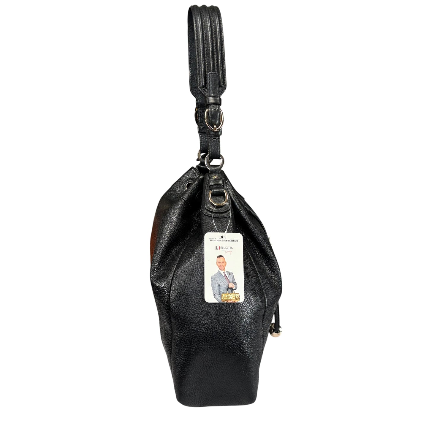 Coach Pinnacle Black Leather GHW Drawstring Bucket 2-Way Crossbody Purse