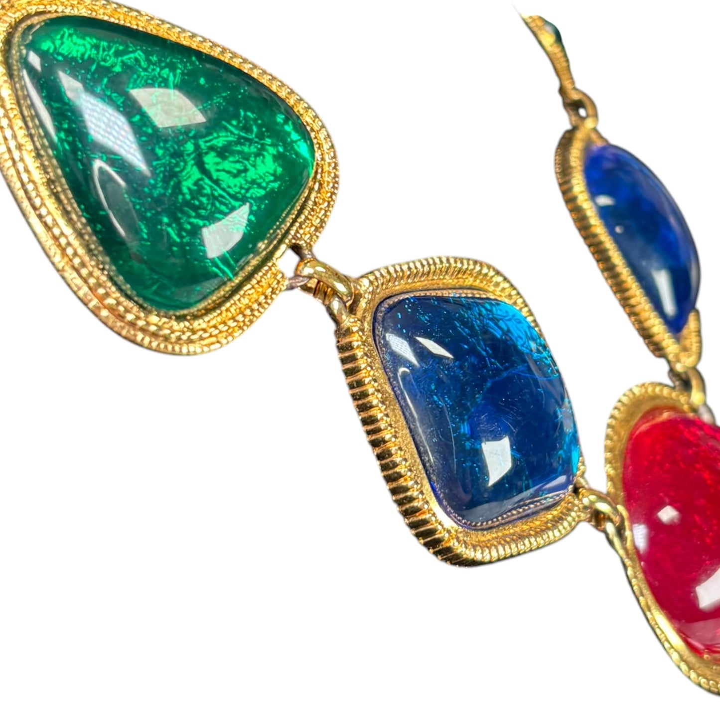 Kenneth Jay Lane Avon Gold-Tone Statement Gripoix-Style Cabochon Necklace 17”