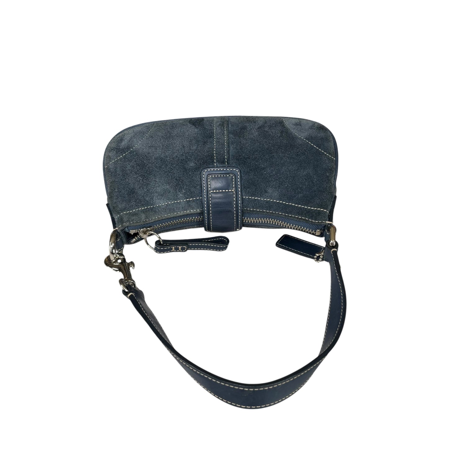 Coach Y2K Mini Soho Navy Blue Suede Buckle Shoulder Purse