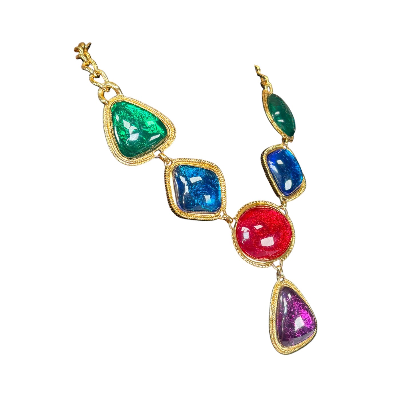Kenneth Jay Lane Avon Gold-Tone Statement Gripoix-Style Cabochon Necklace 17”