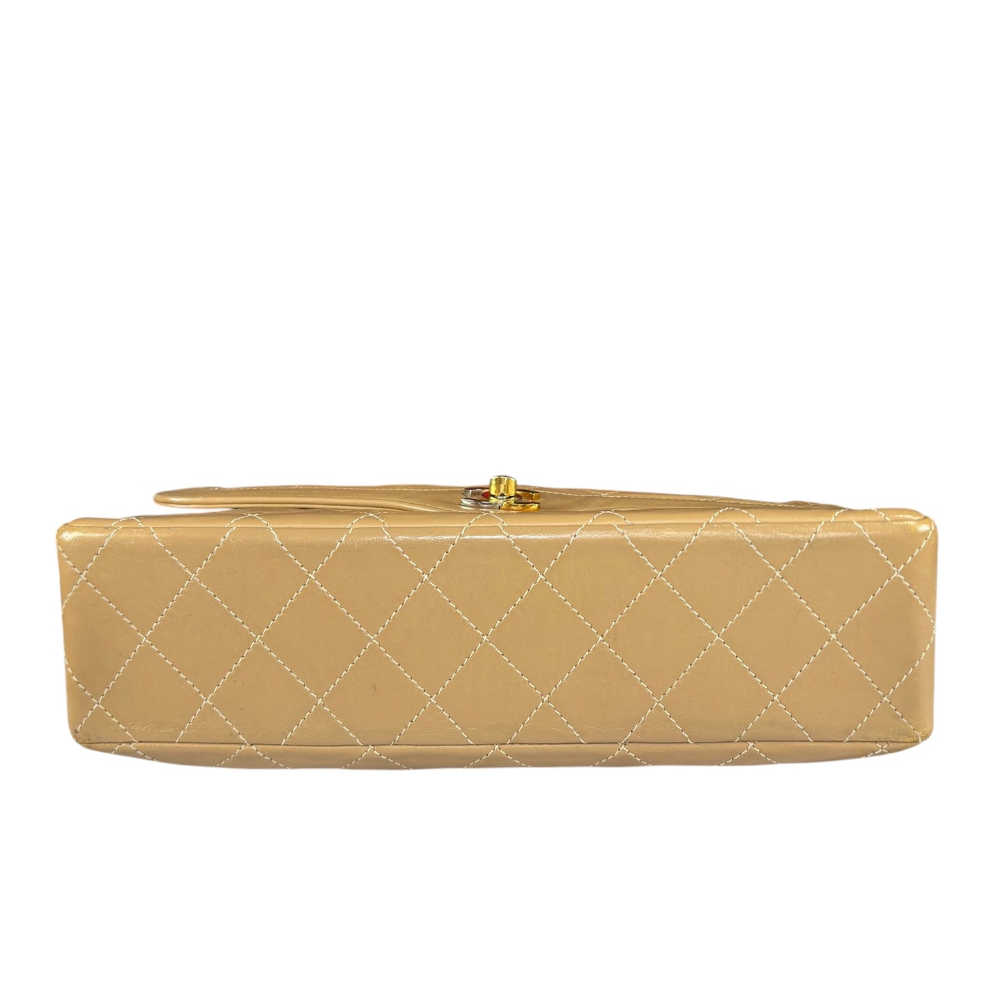 Chanel Paris Limited Beige Double Flap Quilted Lambskin Shoulder Purse