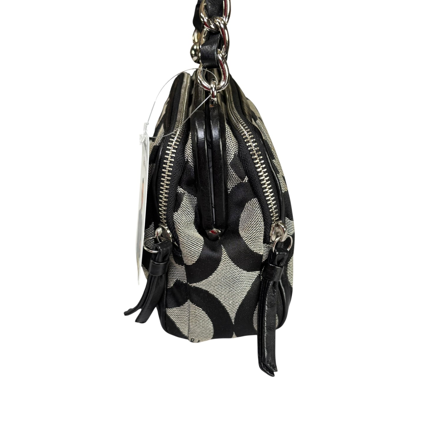 Coach Y2K Opti C Canvas Leather Kiss-Lock Black SHW Chain Shoulder Purse