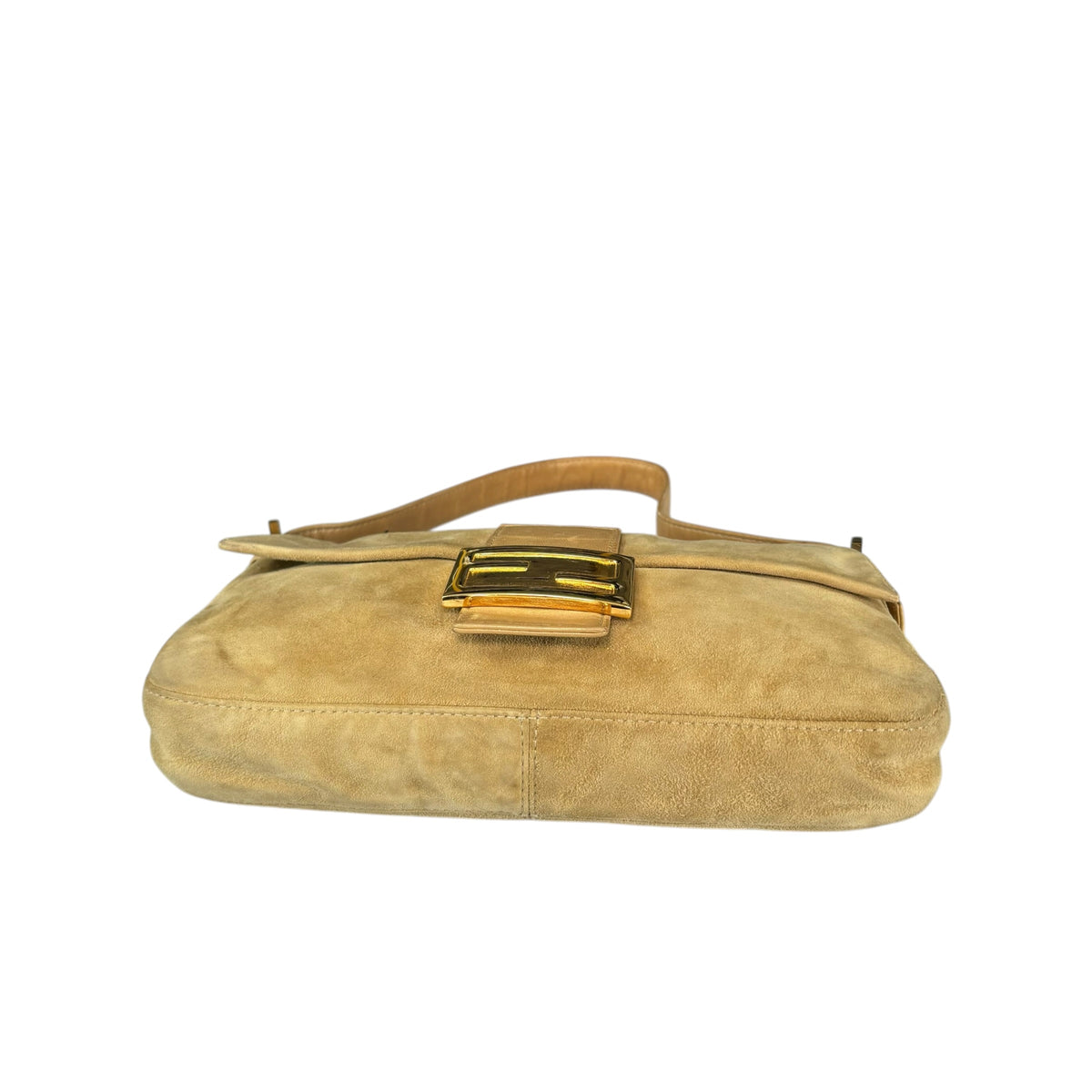 Fendi Y2K Baguette Suede Leather Gold / Gold Tan Shoulder Purse