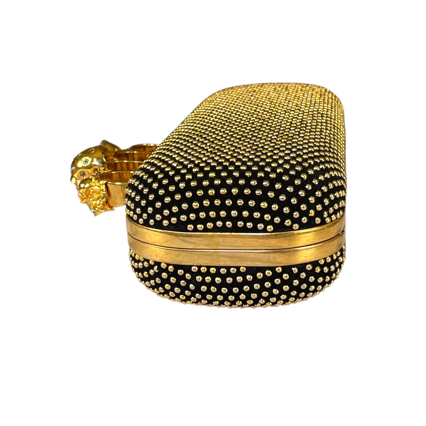 Alexander McQueen Crystal Studded Knuckle Clutch Skull Ring Blue Stone Bag