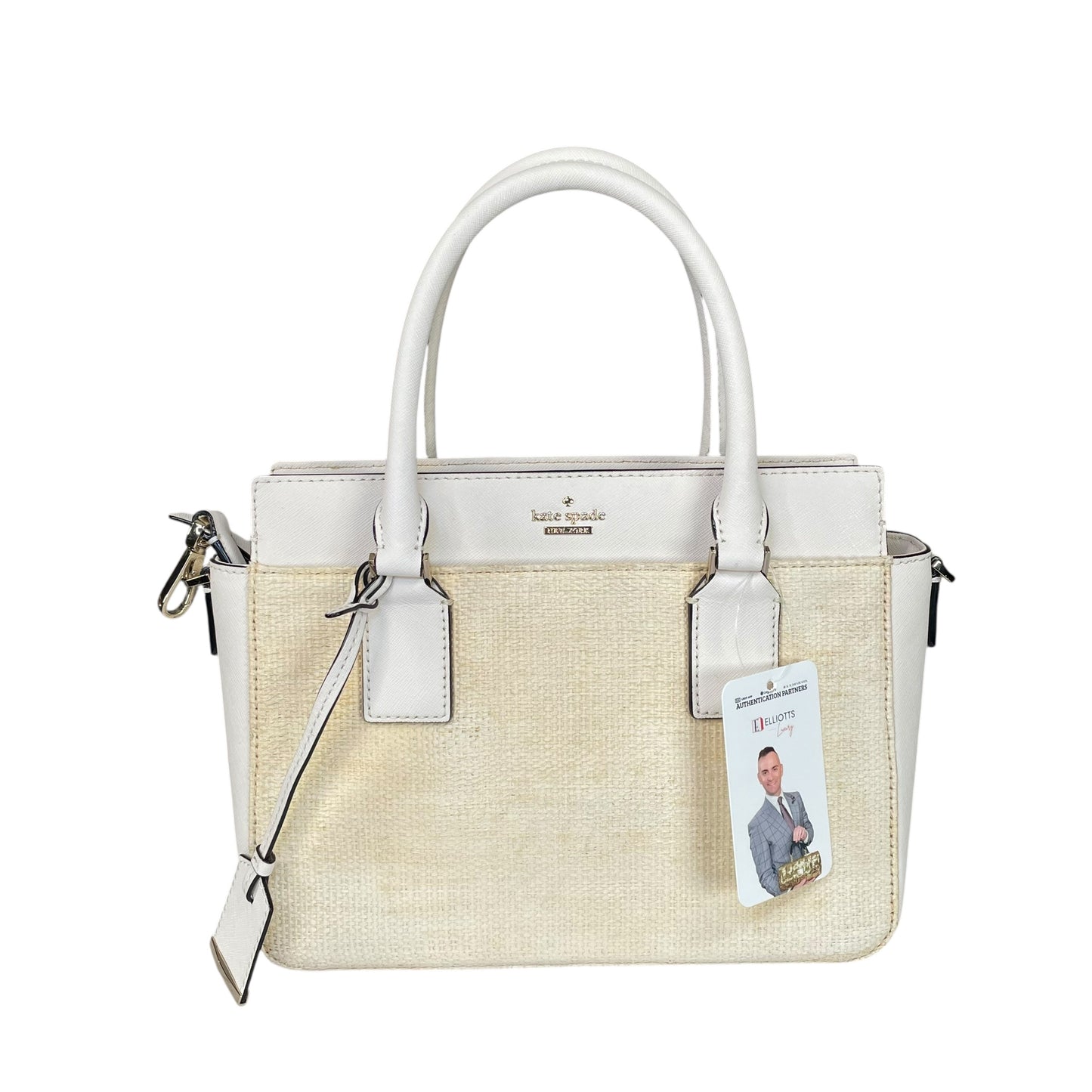 Kate Spade Cameron Street Candace Raffia Satchel GHW 2-Way Tote