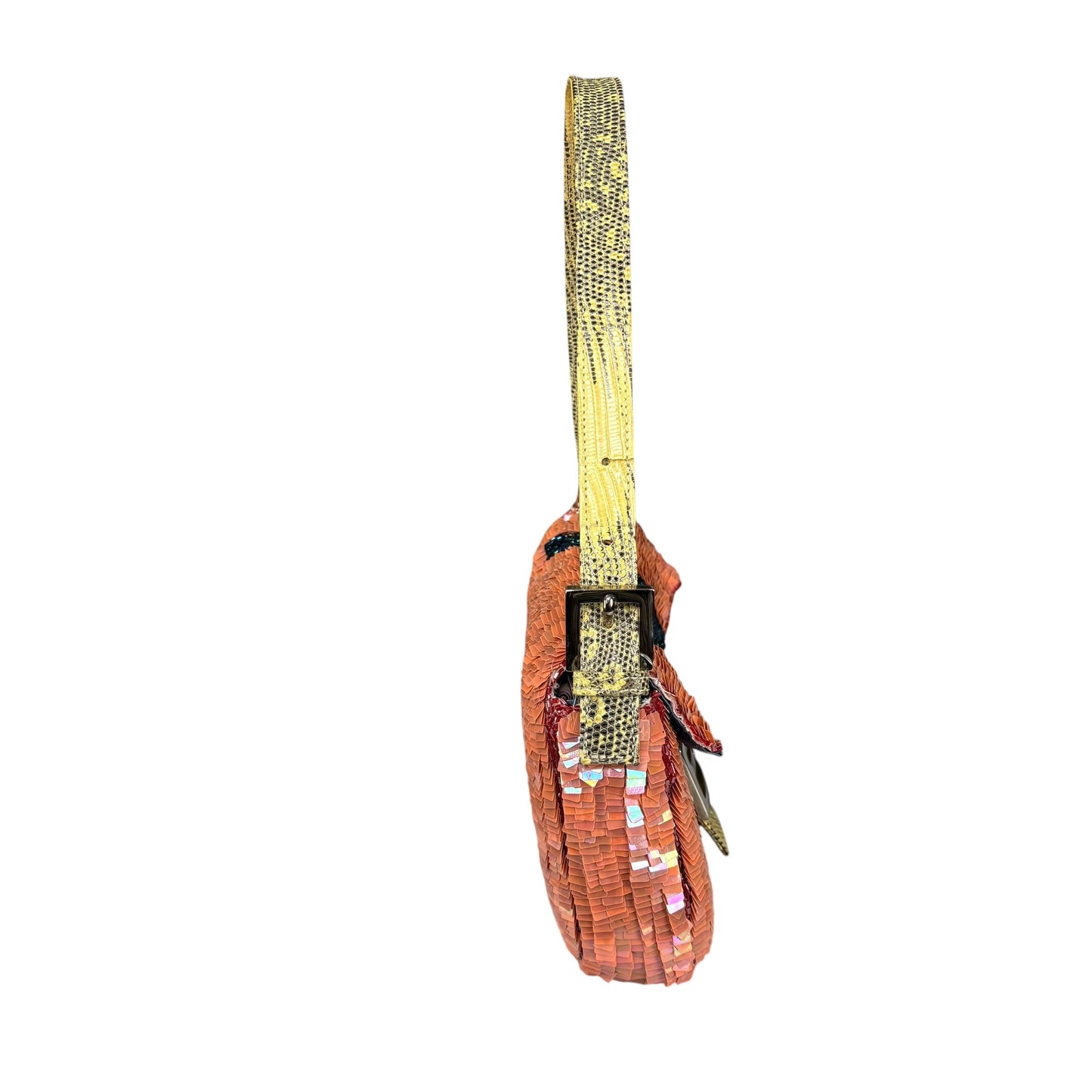 Fendi Y2K Baguette Coral Sequin Shoulder Purse