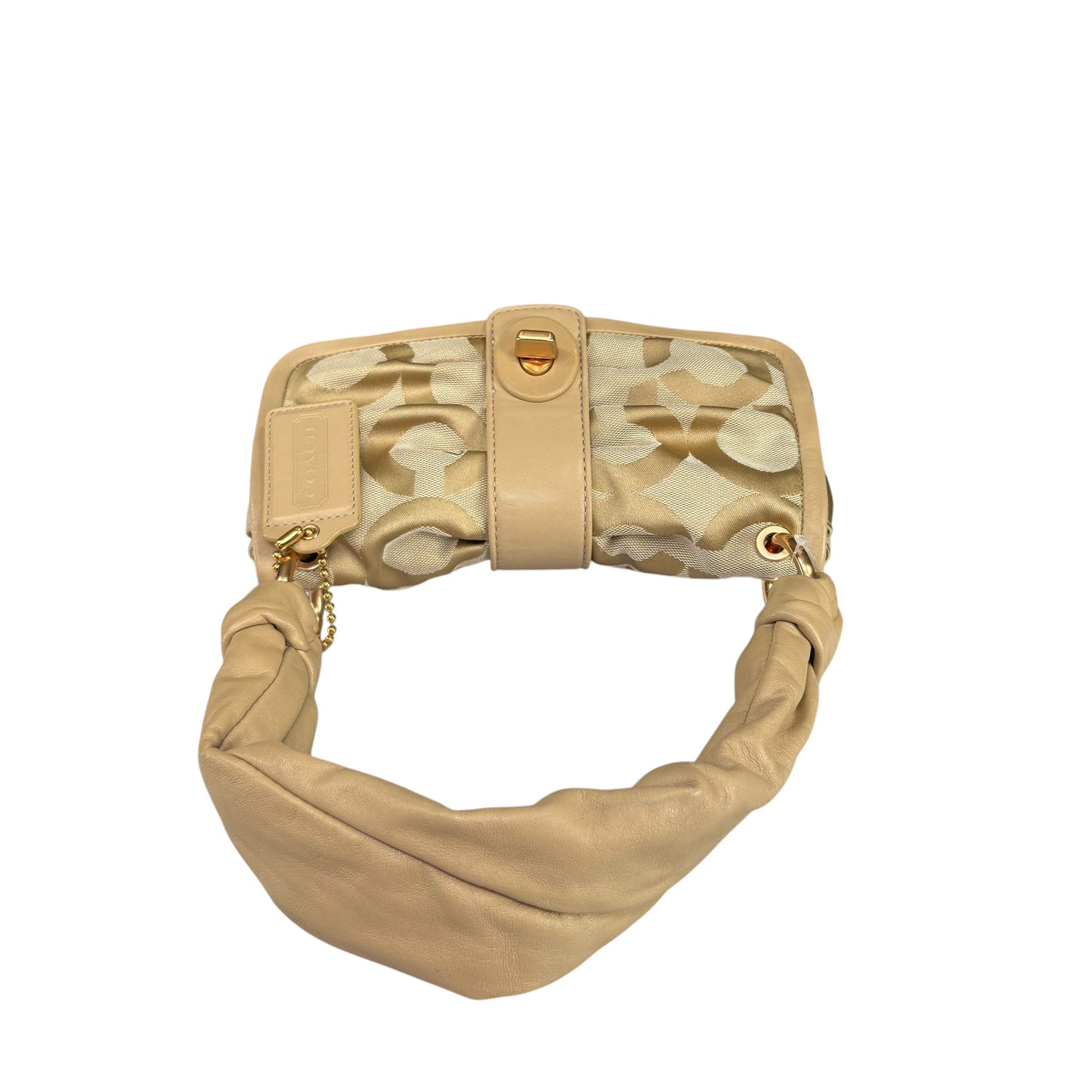 Coach Y2K Parker Beige Turn-Lock Snap Canvas Leather Shoulder Purse