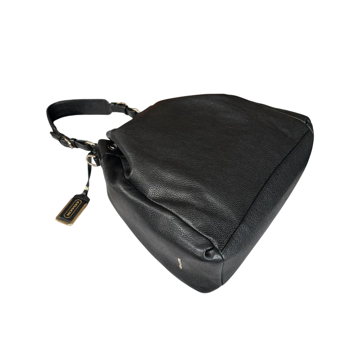 Coach Pinnacle Black Leather GHW Drawstring Bucket 2-Way Crossbody Purse