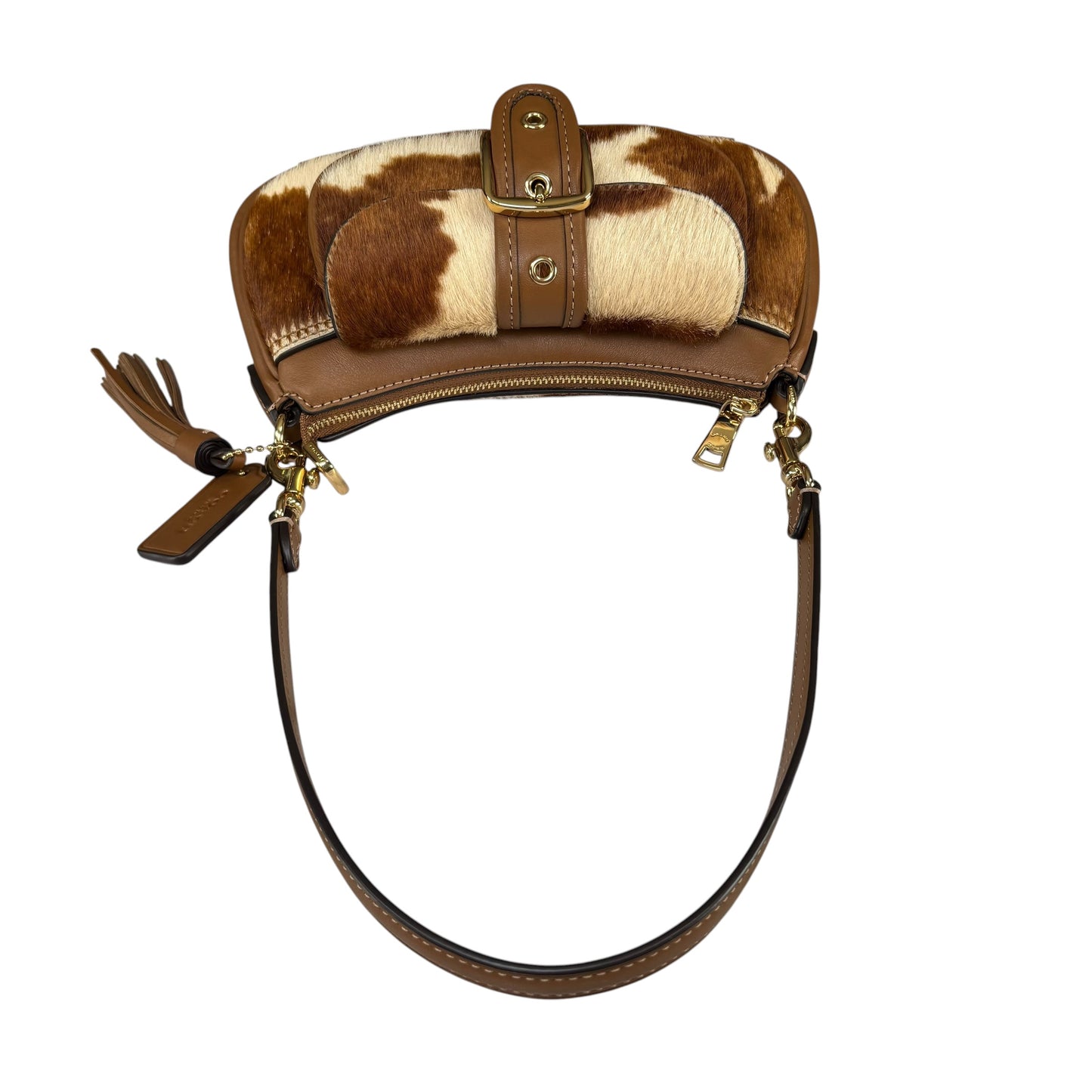 Coach Ashton Mini Brown GHW Hair Calf 2-Way Shoulder Purse