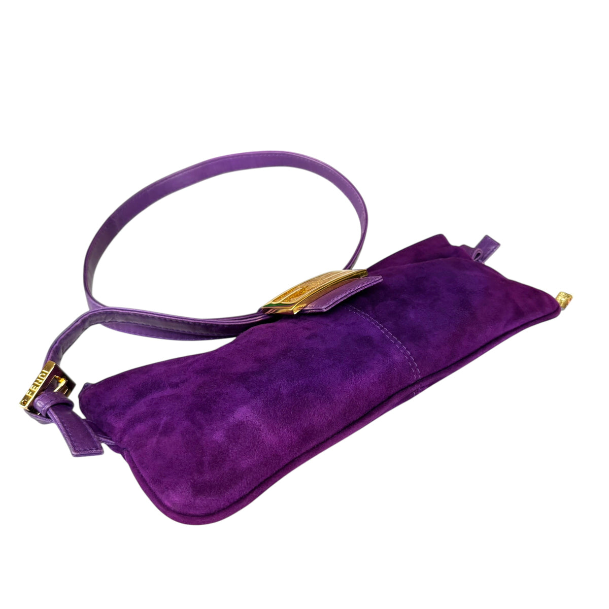 Fendi Y2K Baguette Slim Mama Purple Suede Shoulder Purse