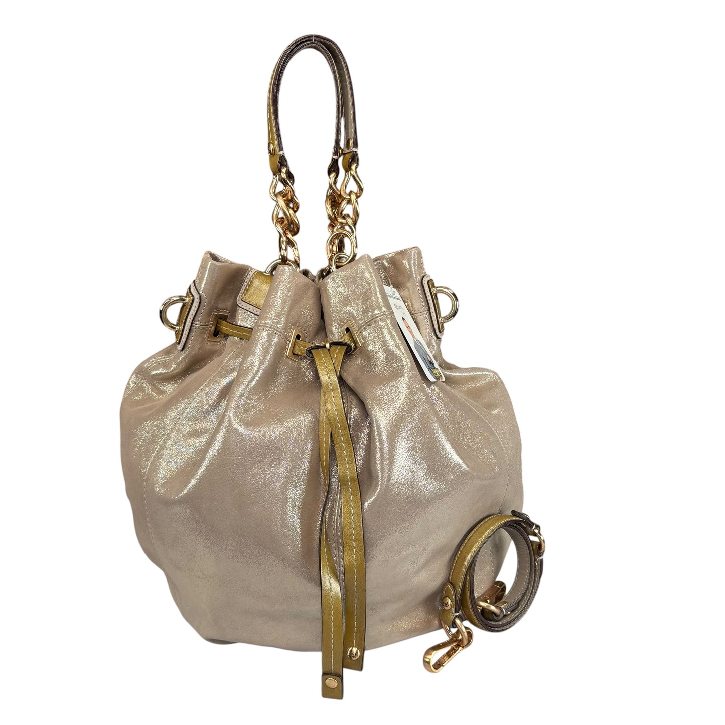 Coach XL Y2K Peyton GHW Drawstring Bucket Glitter Sueded Leather