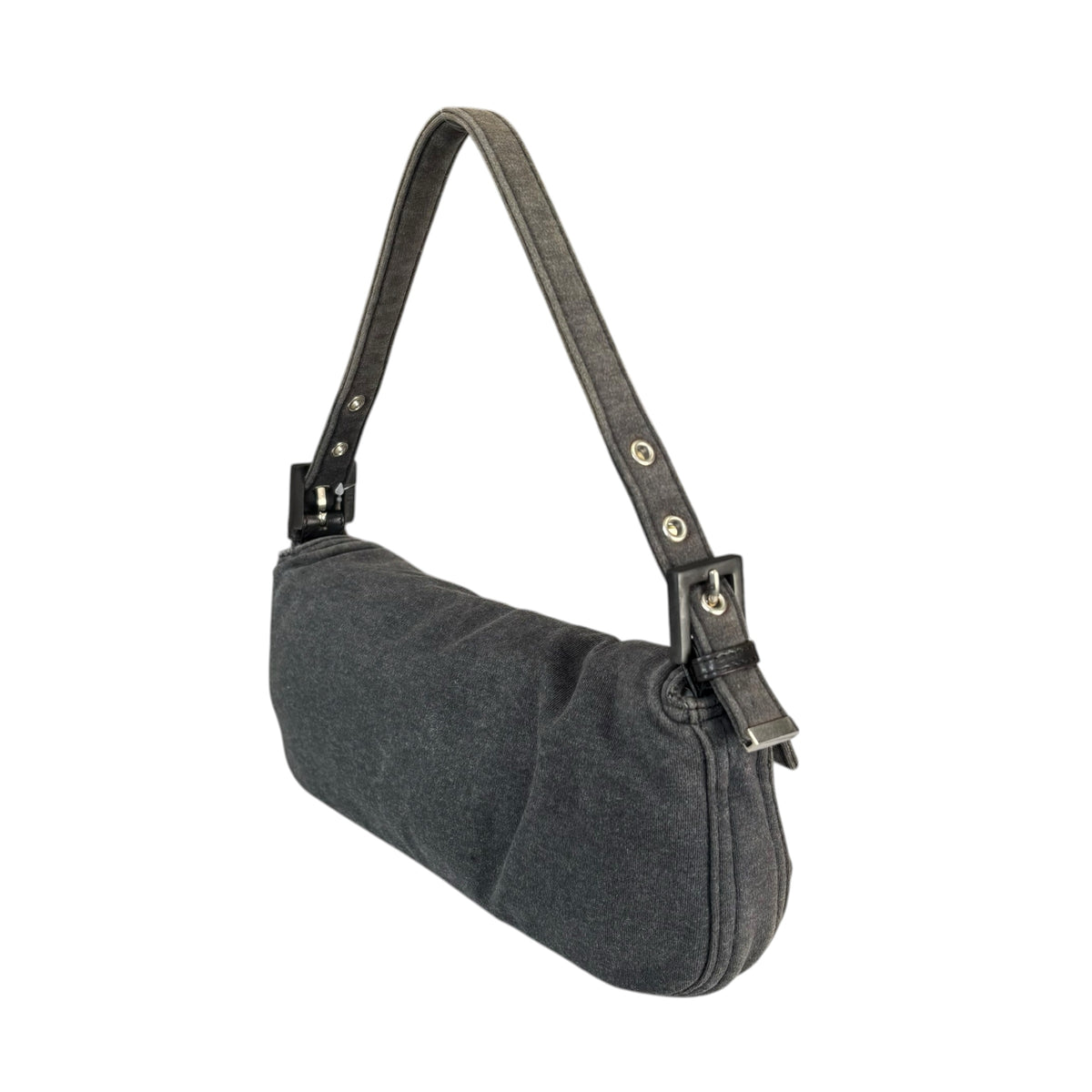 Fendi Y2K Classic Baguette Cotton Grey & Black Shoulder Purse