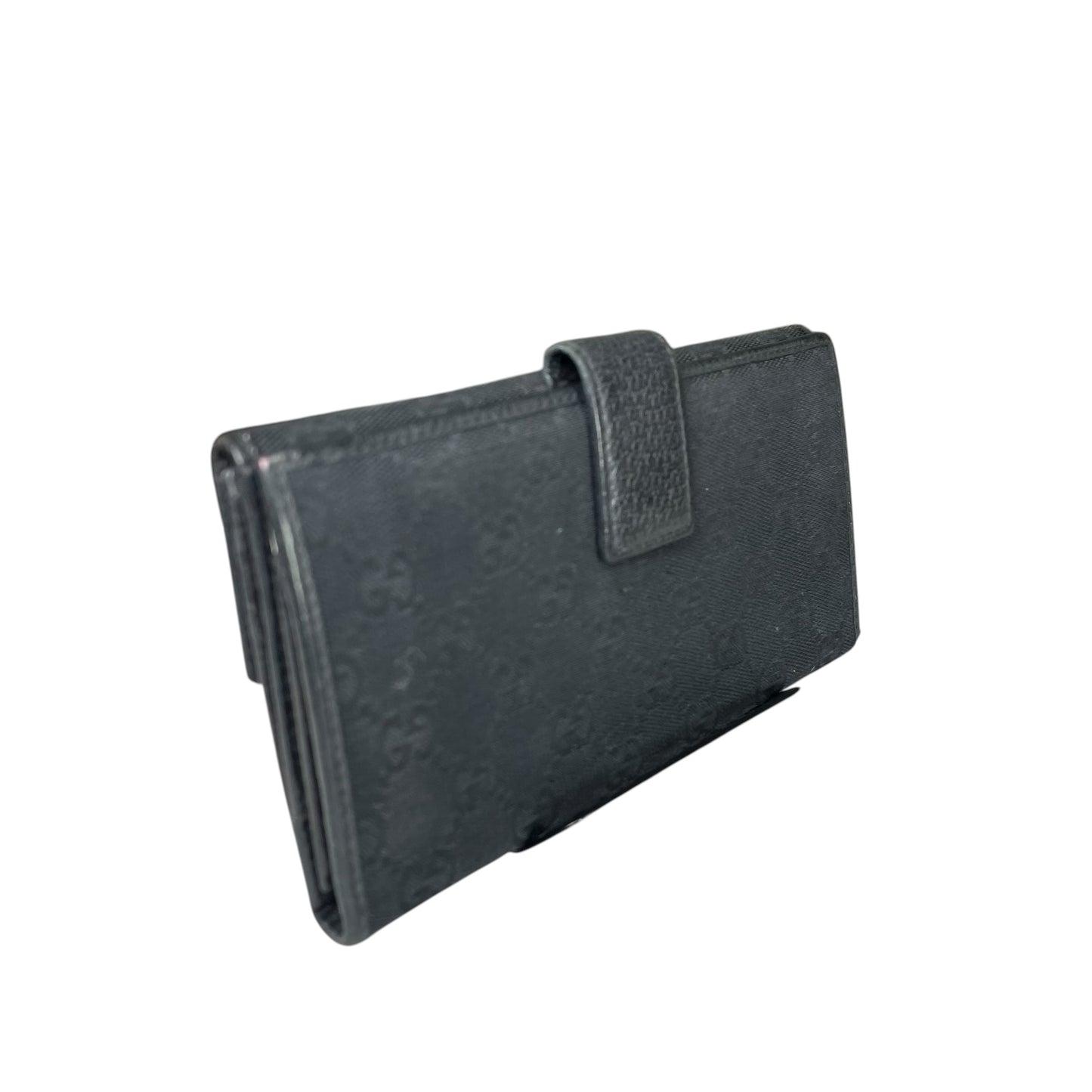 Gucci Princy GG Canvas Long Wallet Black Web Bow Clutch Vintage Checkbook