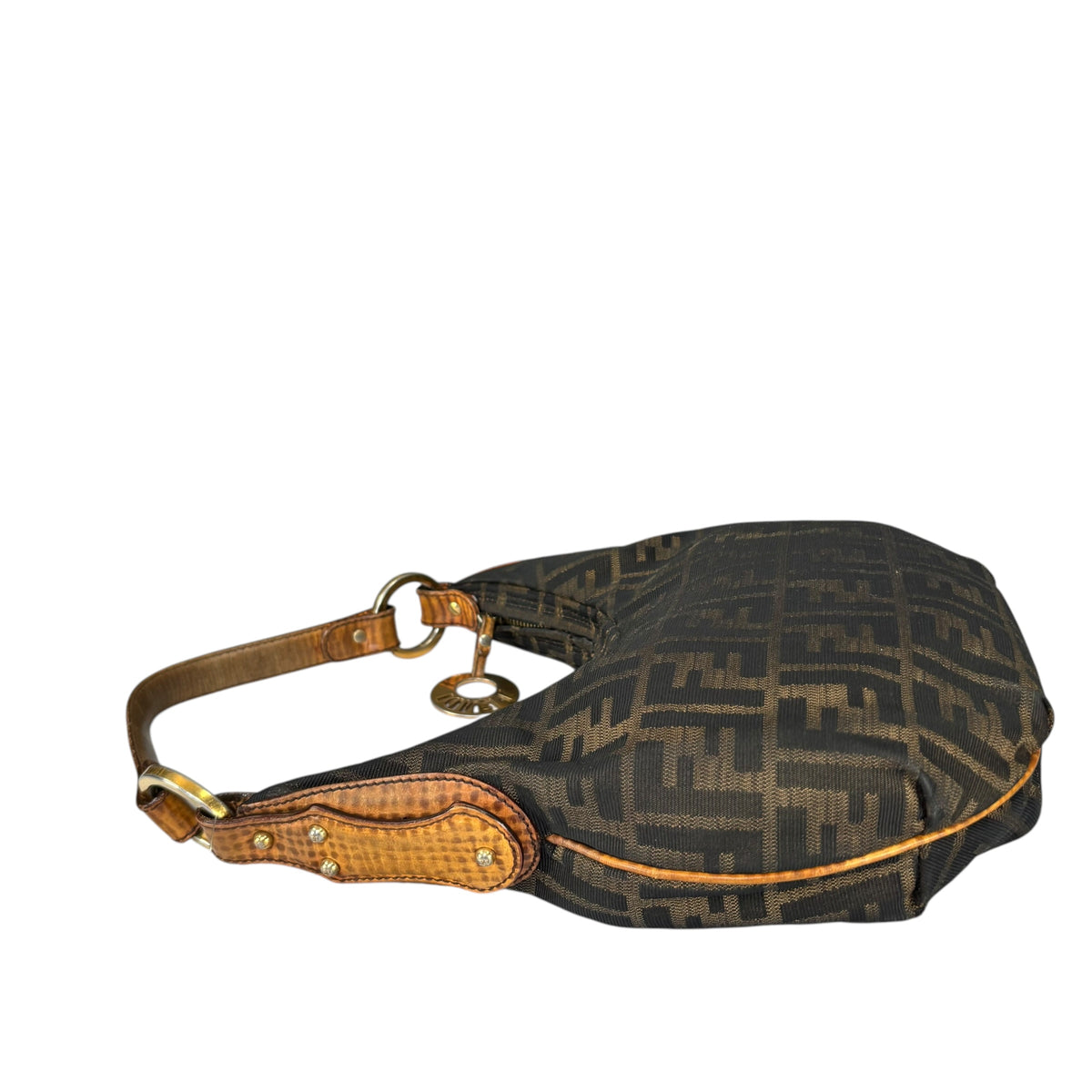 Fendi Y2K Zucca Embossed Lizard Chef Shoulder Purse