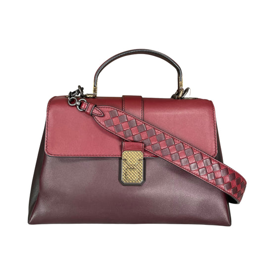 Bottega Veneta Piazza Tri-Color Leather Medium Top Handle Woven Strap Crossbody Purse