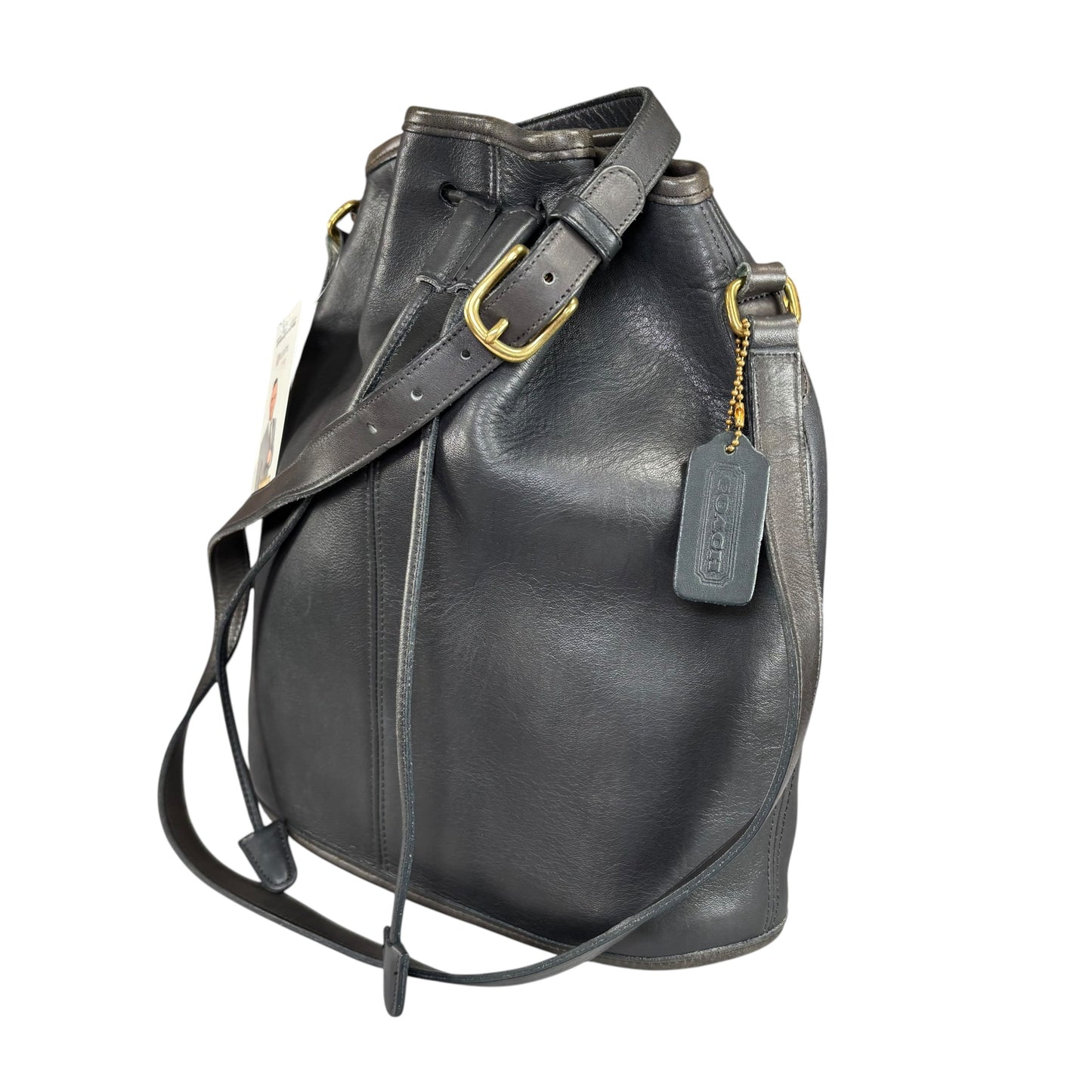 Coach Nicholas Grey Leather Bucket Drawstring Crossbody Bag