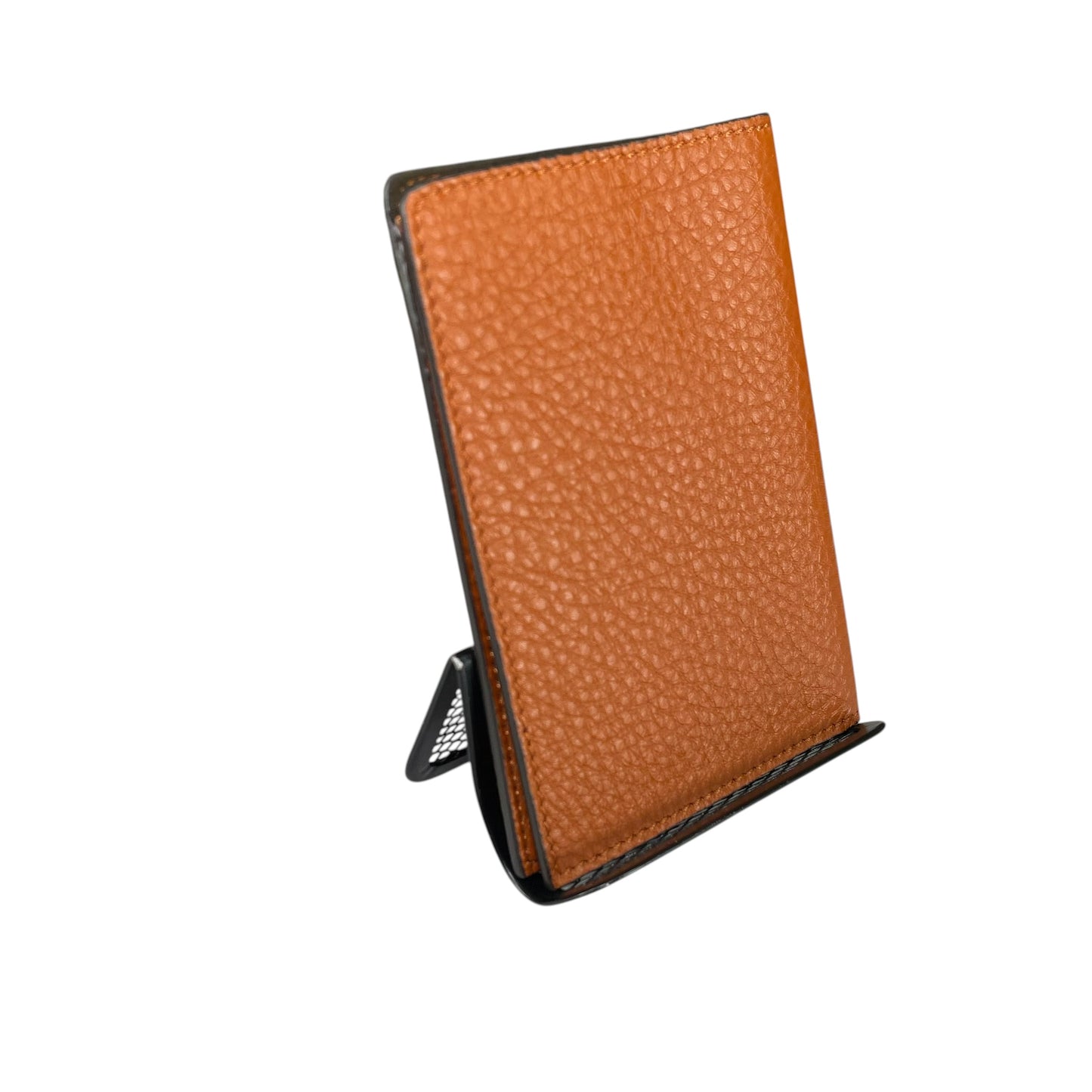Fendi Roma Passport Cover Pebbled Leather Tan Brown Bifold Made In Italy Travel Case