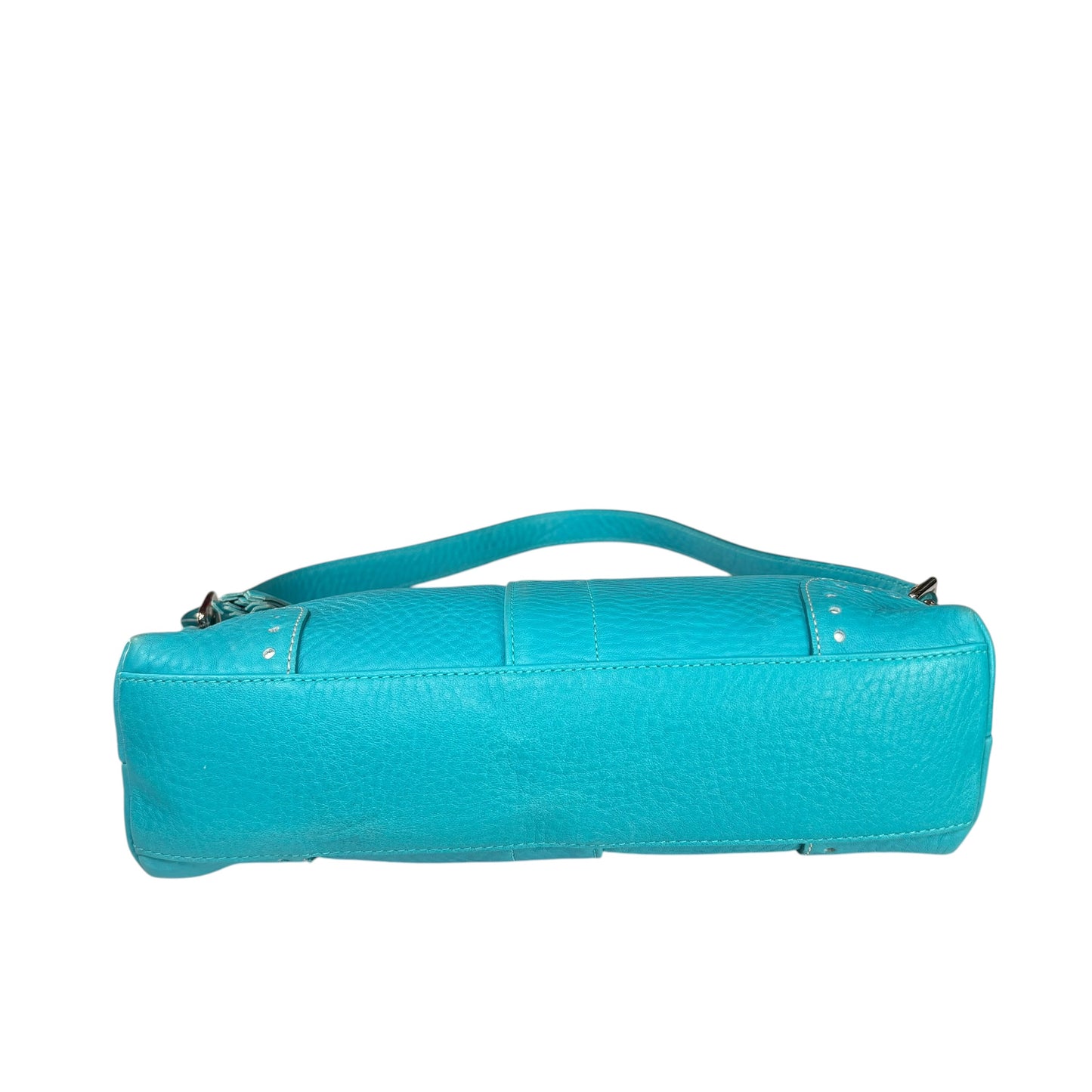 Coach Hamilton Baguette Turquoise Perforated Leather SHW Shoulder Purse