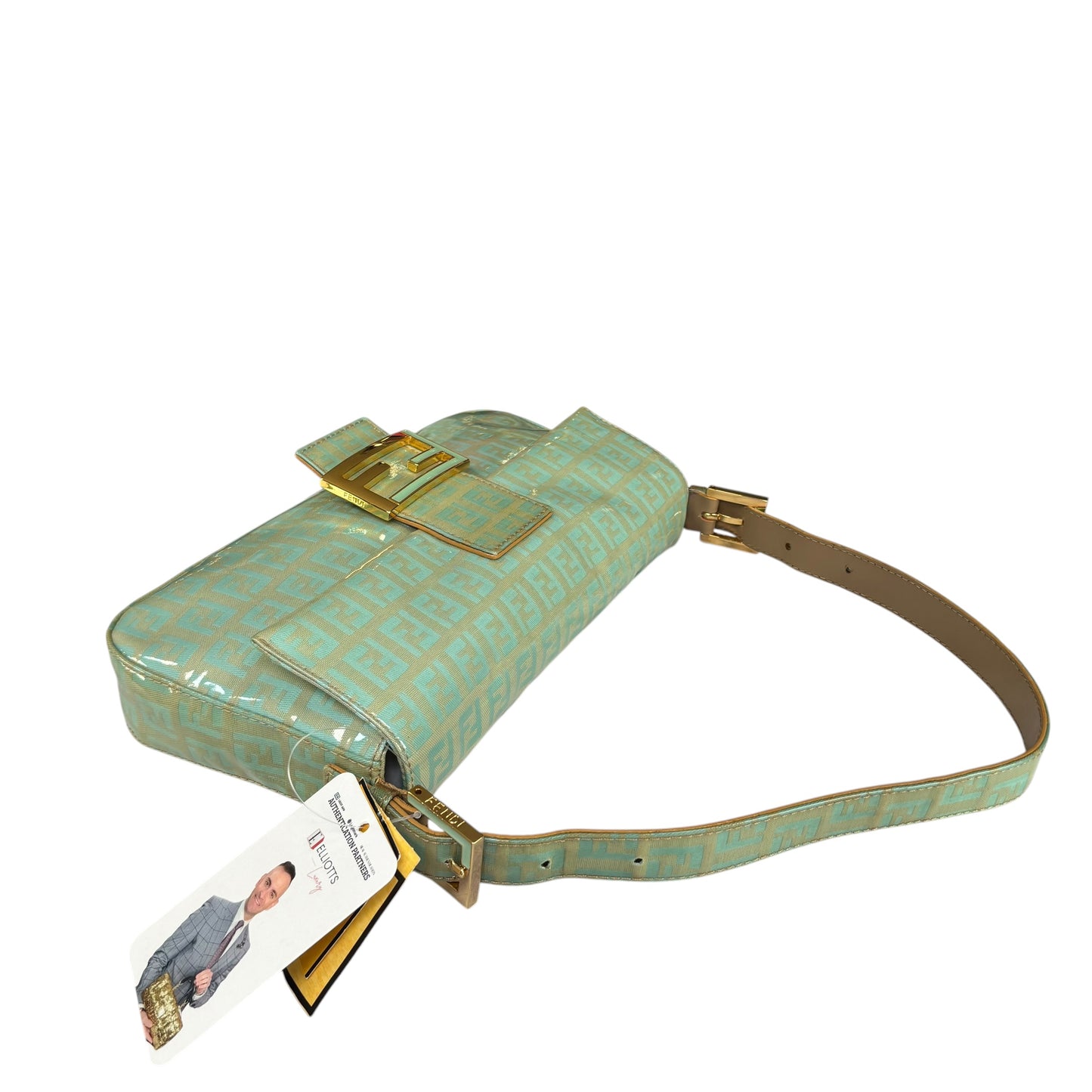 Fendi Y2K Baguette Classic Mint Green Zucchino Coated Canvas Purse