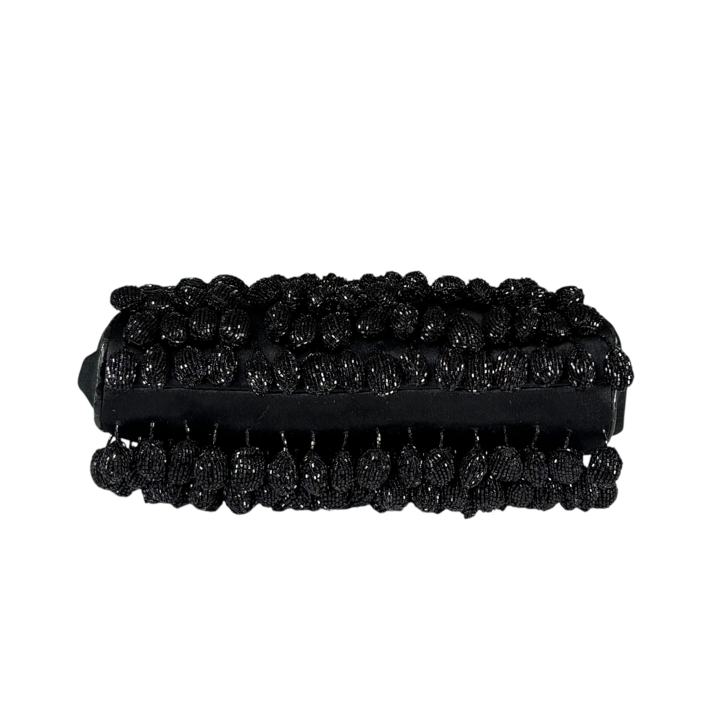 Gucci GG Y2K Mini GHW Black Satin Crystal Ball Kiss-Lock Beaded