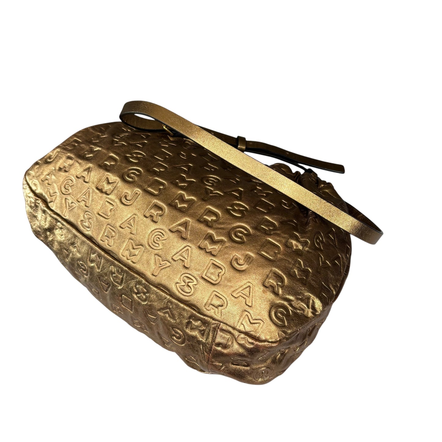 Marc By Marc Jacobs XL Golden Metallic Leather Embossed Crossbody