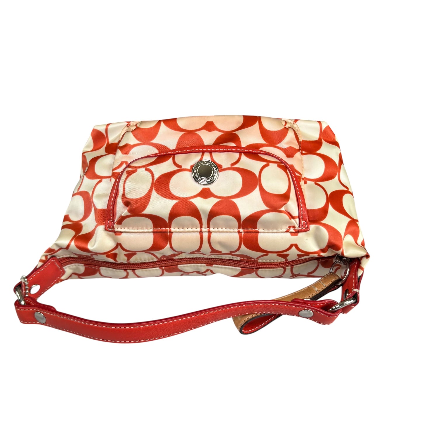 Coach Mini Hampton Red Nylon Cosmetic Make-Up Shoulder Purse
