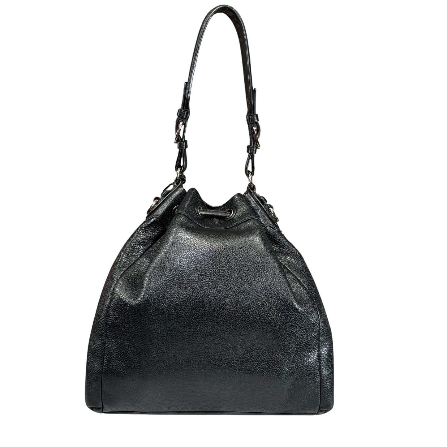 Coach Pinnacle Black Leather GHW Drawstring Bucket 2-Way Crossbody Purse
